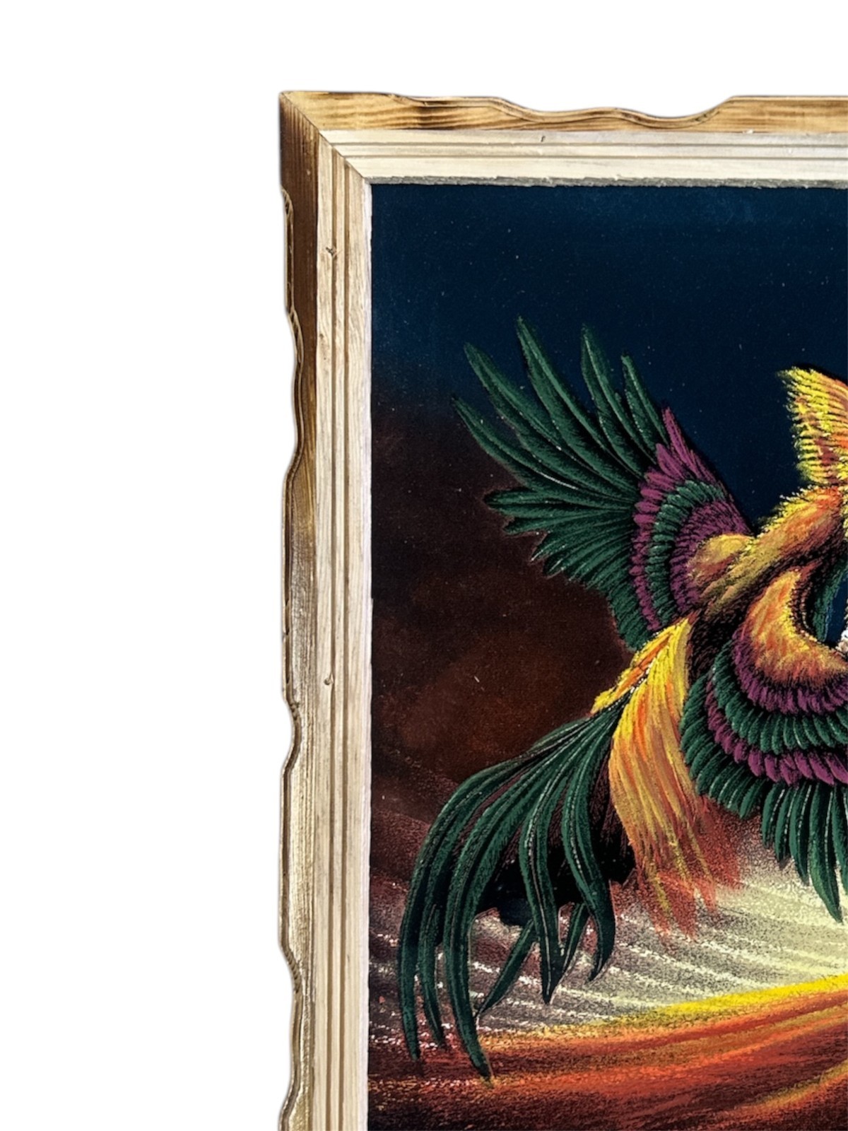 ROOSTER FIGHT , VELVET PAINTING , VINTAGE STYLE , 18″ BY 22″W , NEW