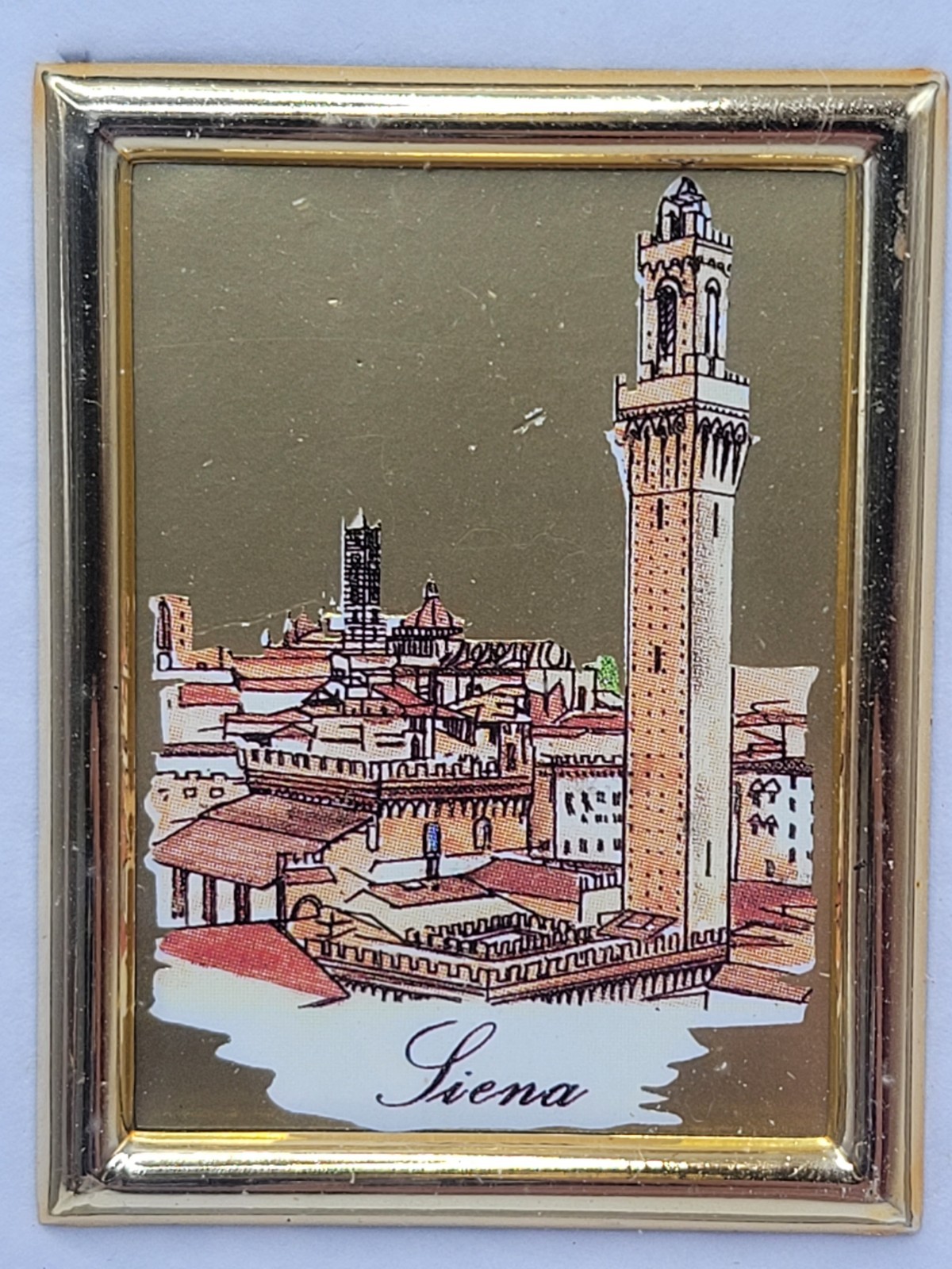 Vintage S/3 Landscape Paintings 4-1/2″H • Chromolithography Gold Series • ltaly