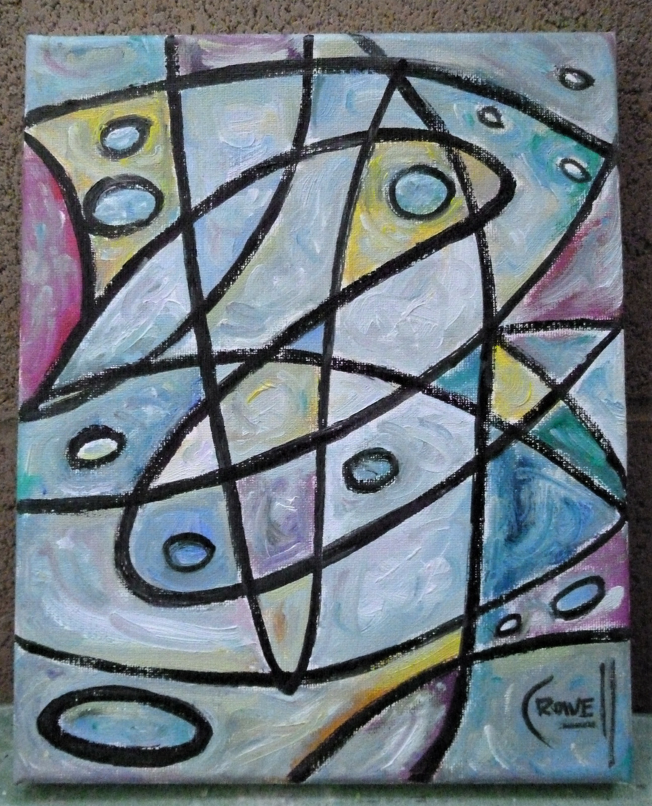 THE FINAL ACT abstract NEW painting 8×10 canvas original WOW art signed Crowell