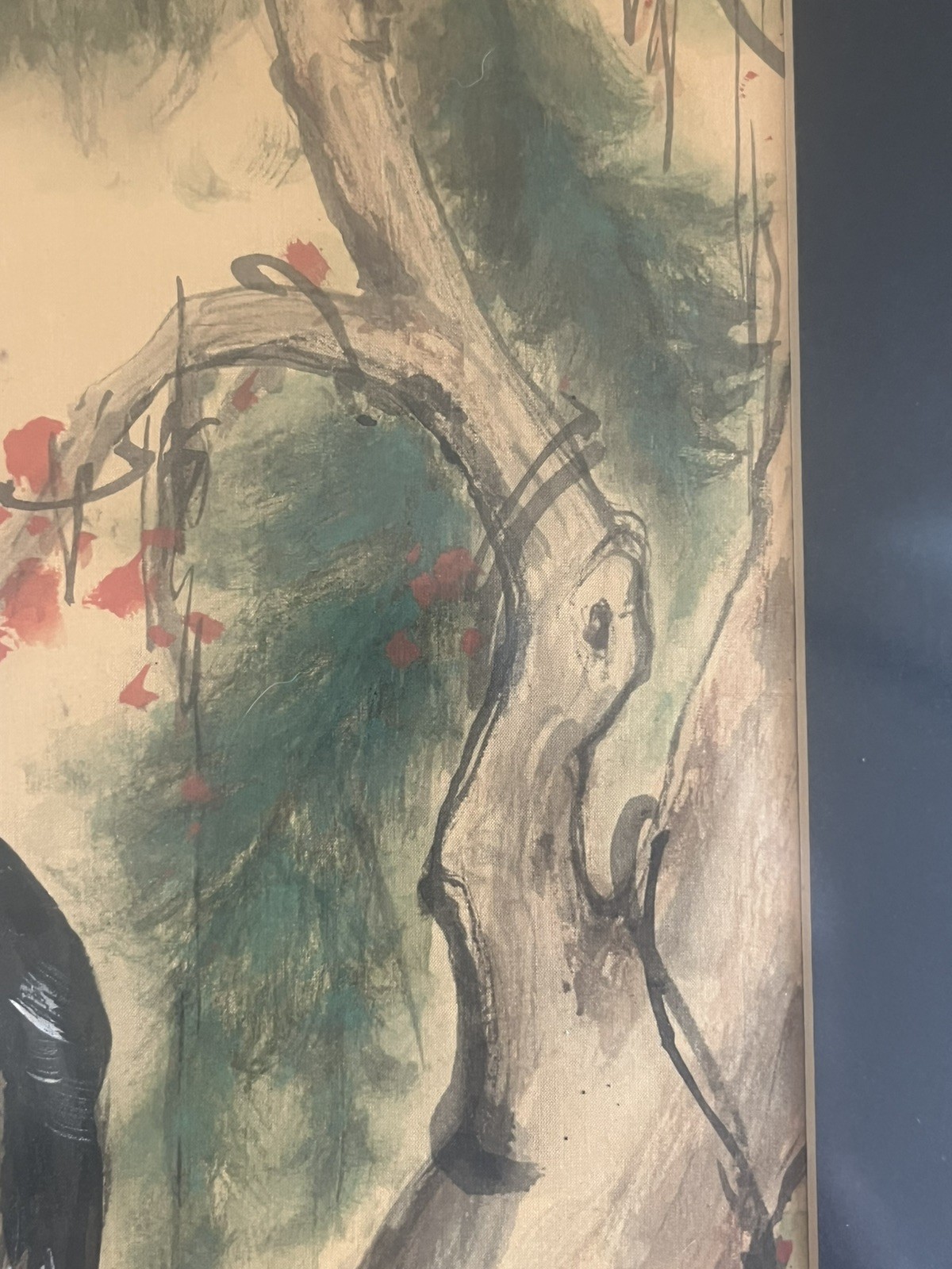 Painting on silk Depicting an Owl Signed with Chopmark Sumi-e Di Pu? Thing again