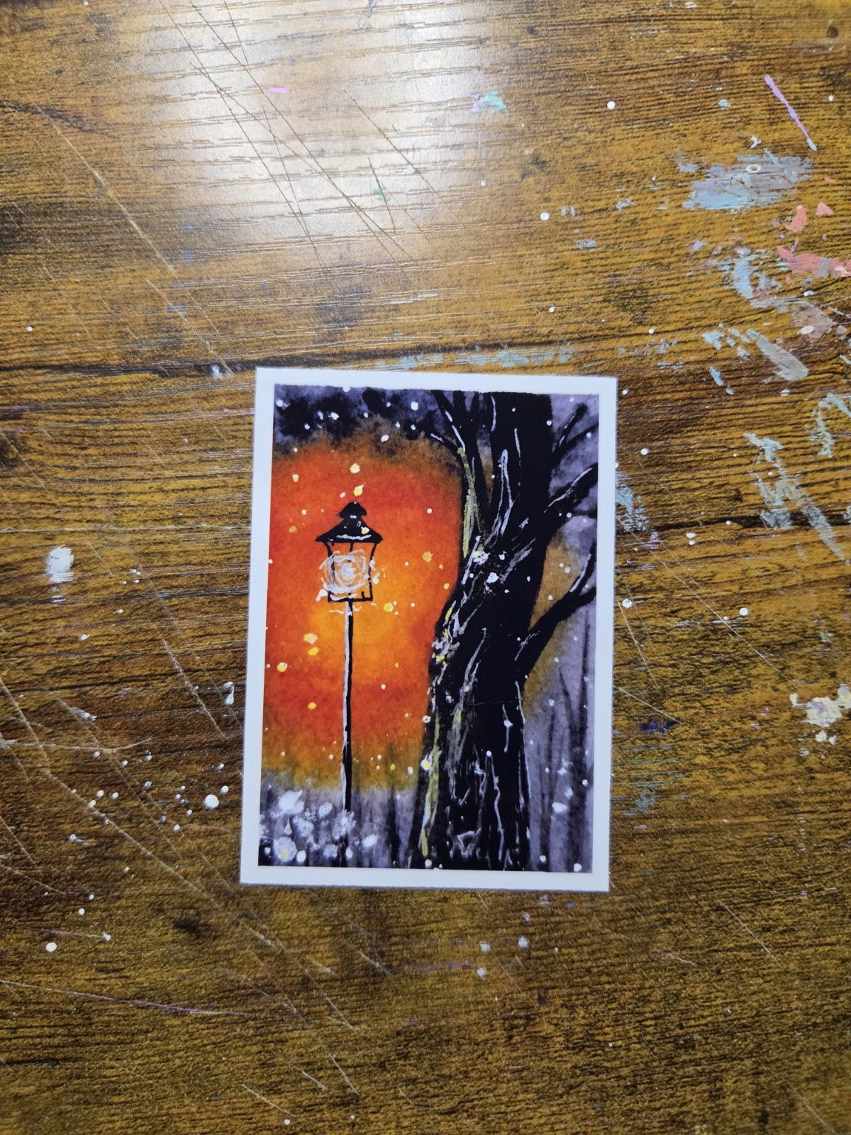 ACEO *Art Print Original Watercolor «Winter Forest» Hand Painted 2.5″ x 3.5″