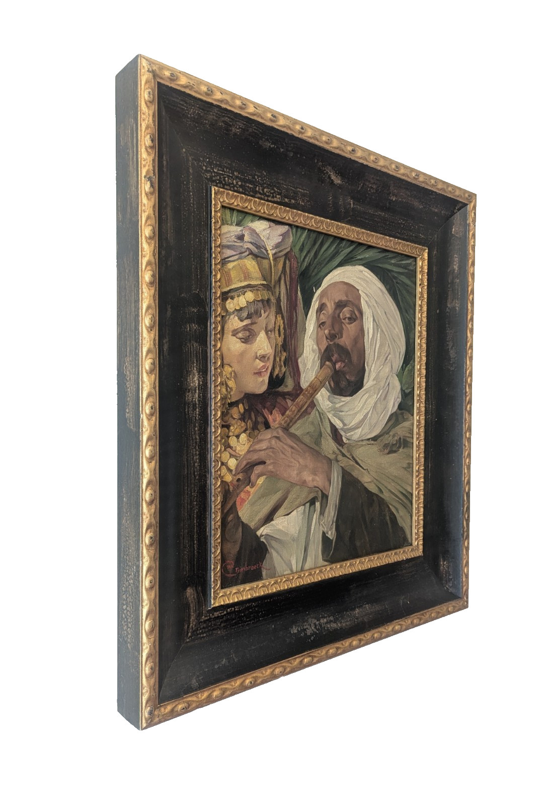 Jules Van Biesbroeck Original Oil Painting North African Arab Man White Turban