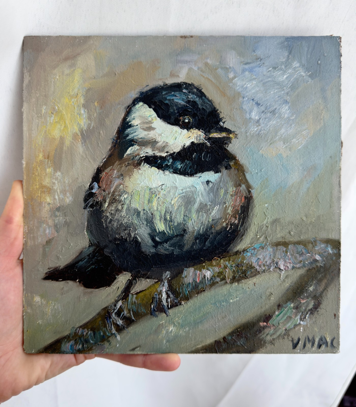 Original Oil Painting Bird Wall Art Signed Living Room Decor 8×8 textured art