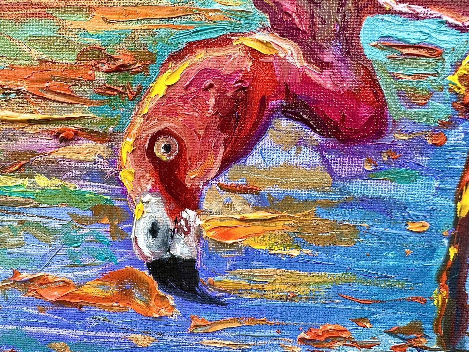 Oil painting ORIGINAL art Flamingo Sunset Ocean landscape Seascape Signed 12×16″