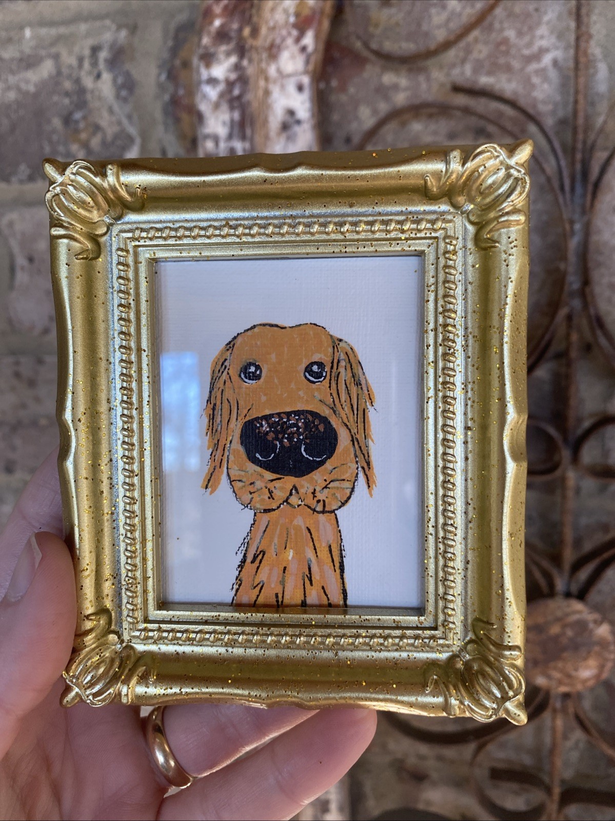 Labrador,retriever,dog cute,funny Original Painting,framed,miniature,small,mini