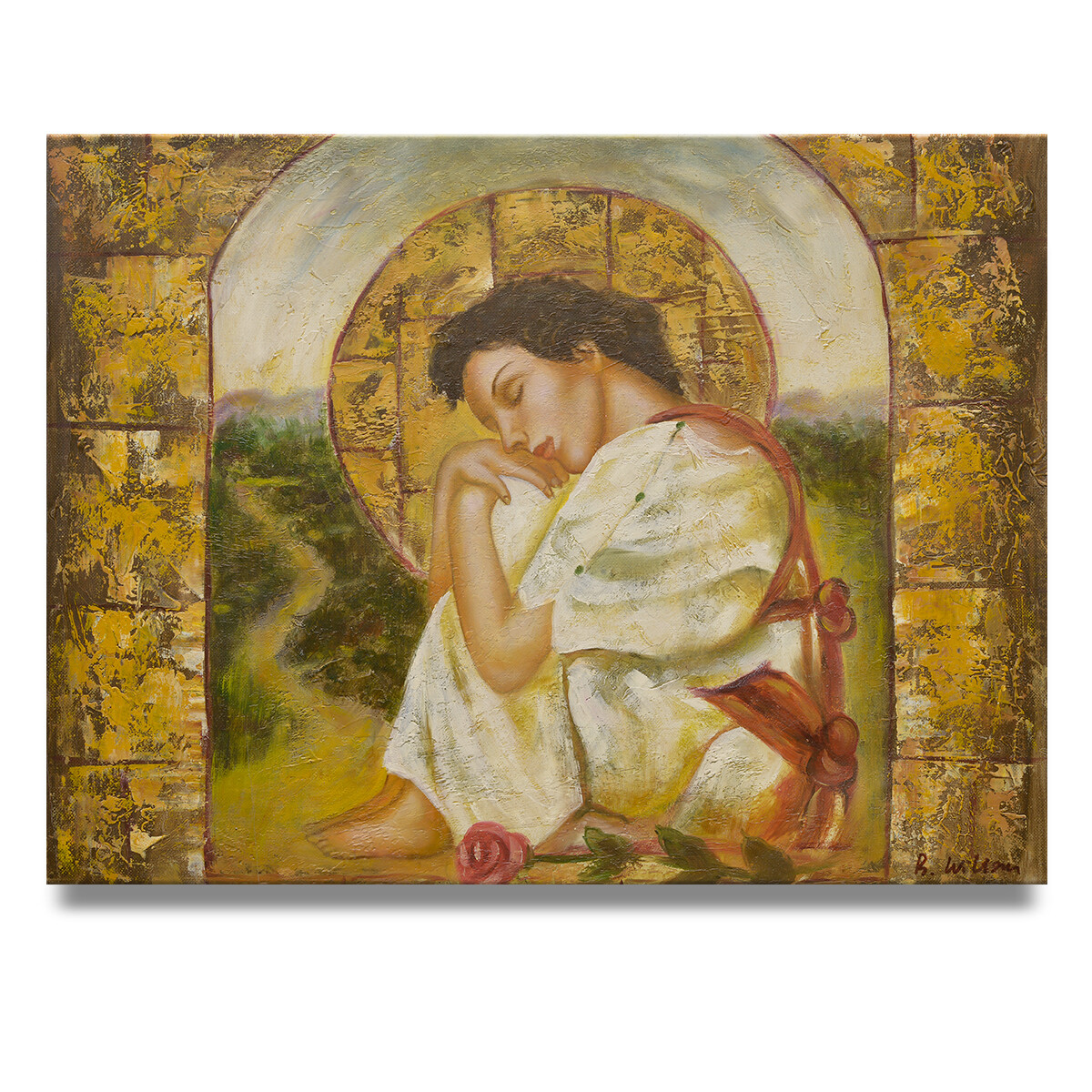 NY Art – Portrait of Mother Mary 12×16 Original Oil Painting on Canvas – On Sale