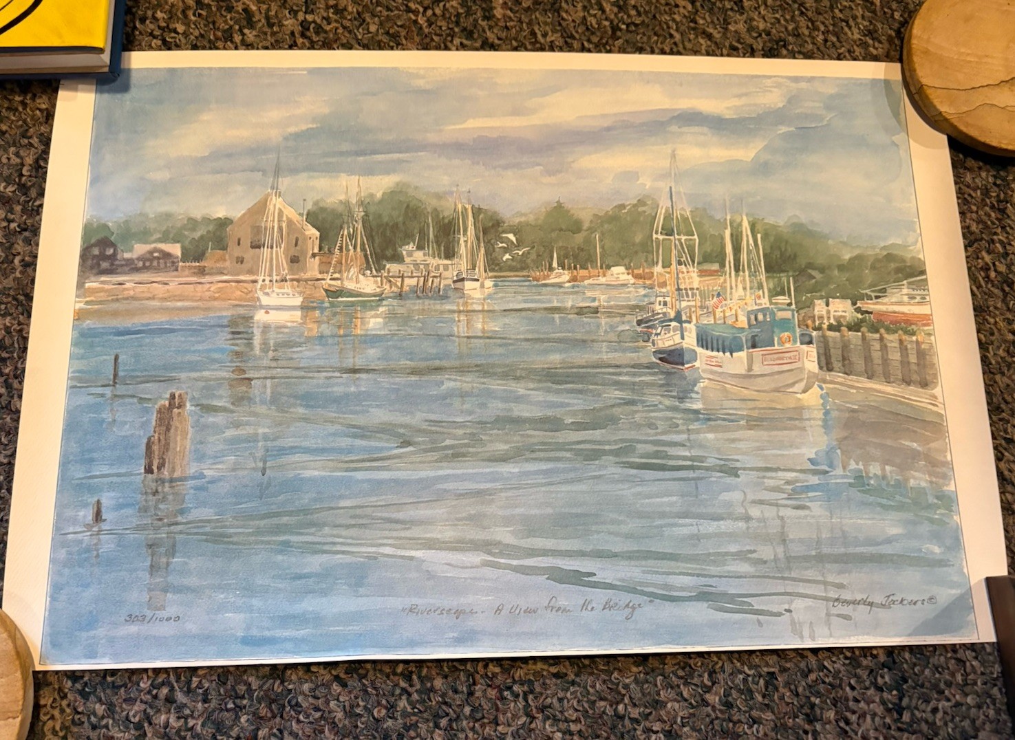 Beverly Jockers Ltd Edition Signed Print Riverscape a View from The Bridge WC