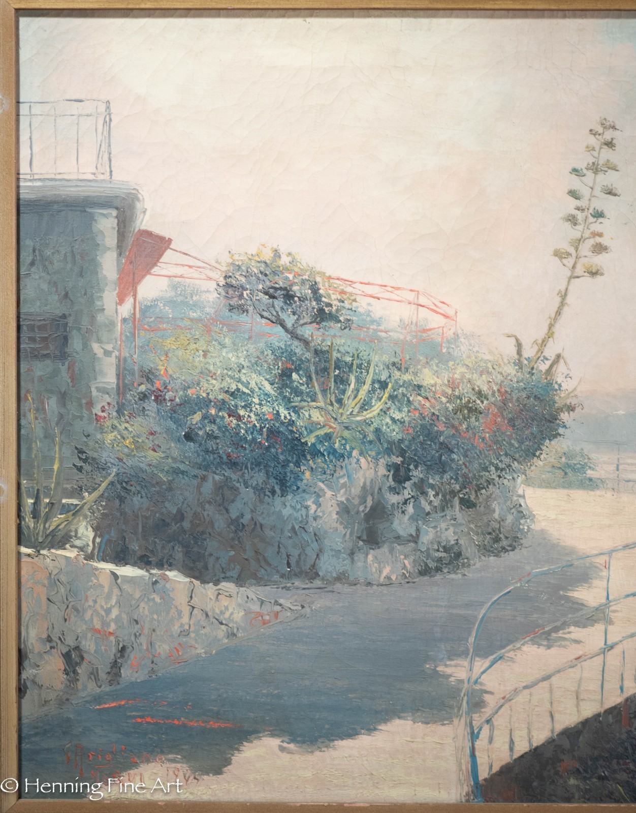 Stunning Giuseppe Arigliano Impressionist Oil Painting of Nerja Spain 25×33″