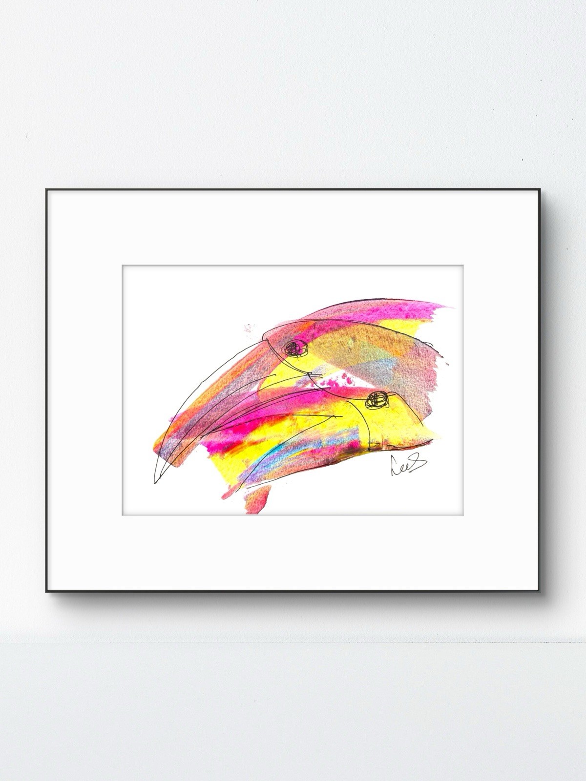 Original Abstract 9×12 Birds Paper Expressive Handmade Colorful Signed Art 25