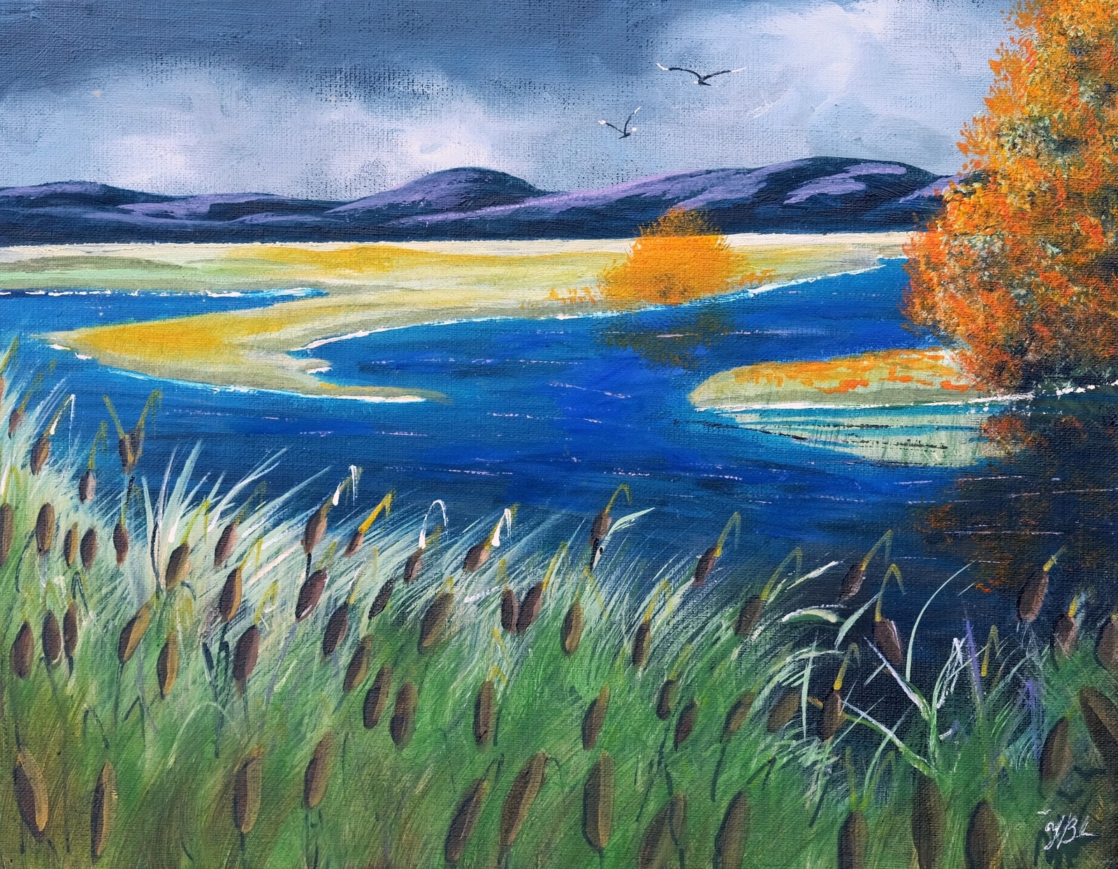 Art, Painting, «Reeds» – giclee on canvas 11″ x 14″ by Yelena Berzon