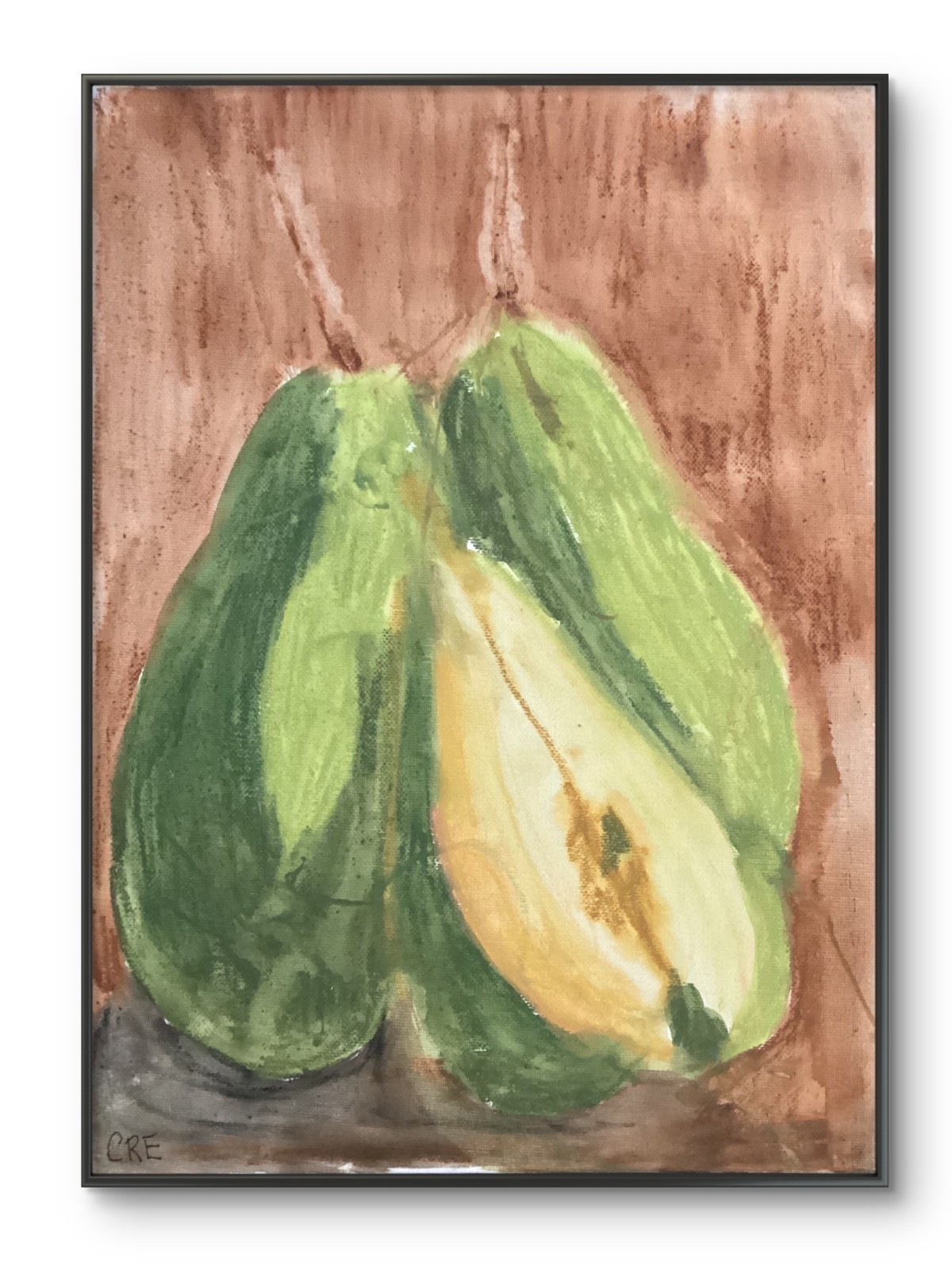 11×14 Moody Pear Fruit Food Art Relaxed Still Life Canvas Panel