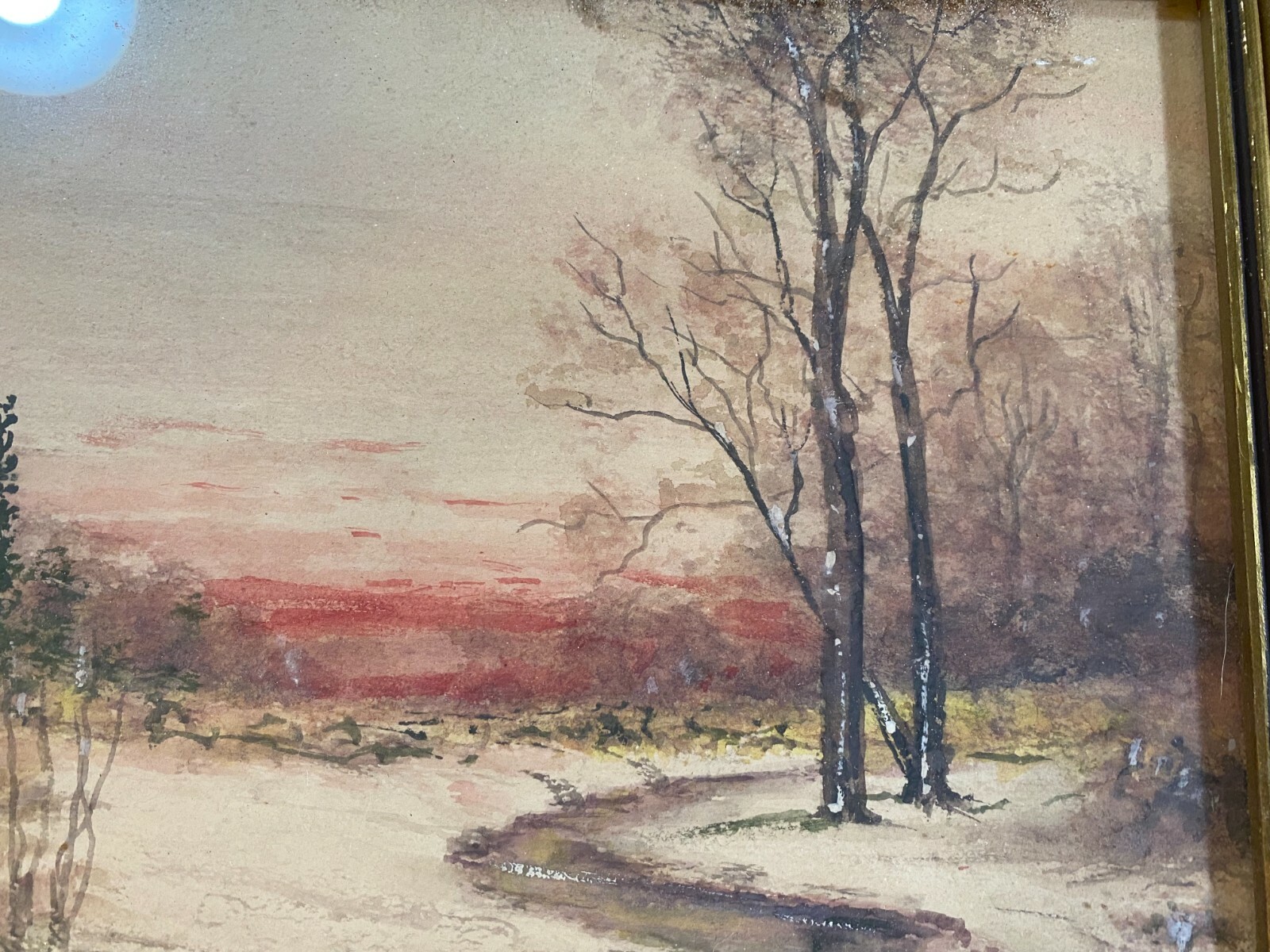 Raphael Senseman (1870 – 1965) «Winter River And Landscape Scene» WC Painting