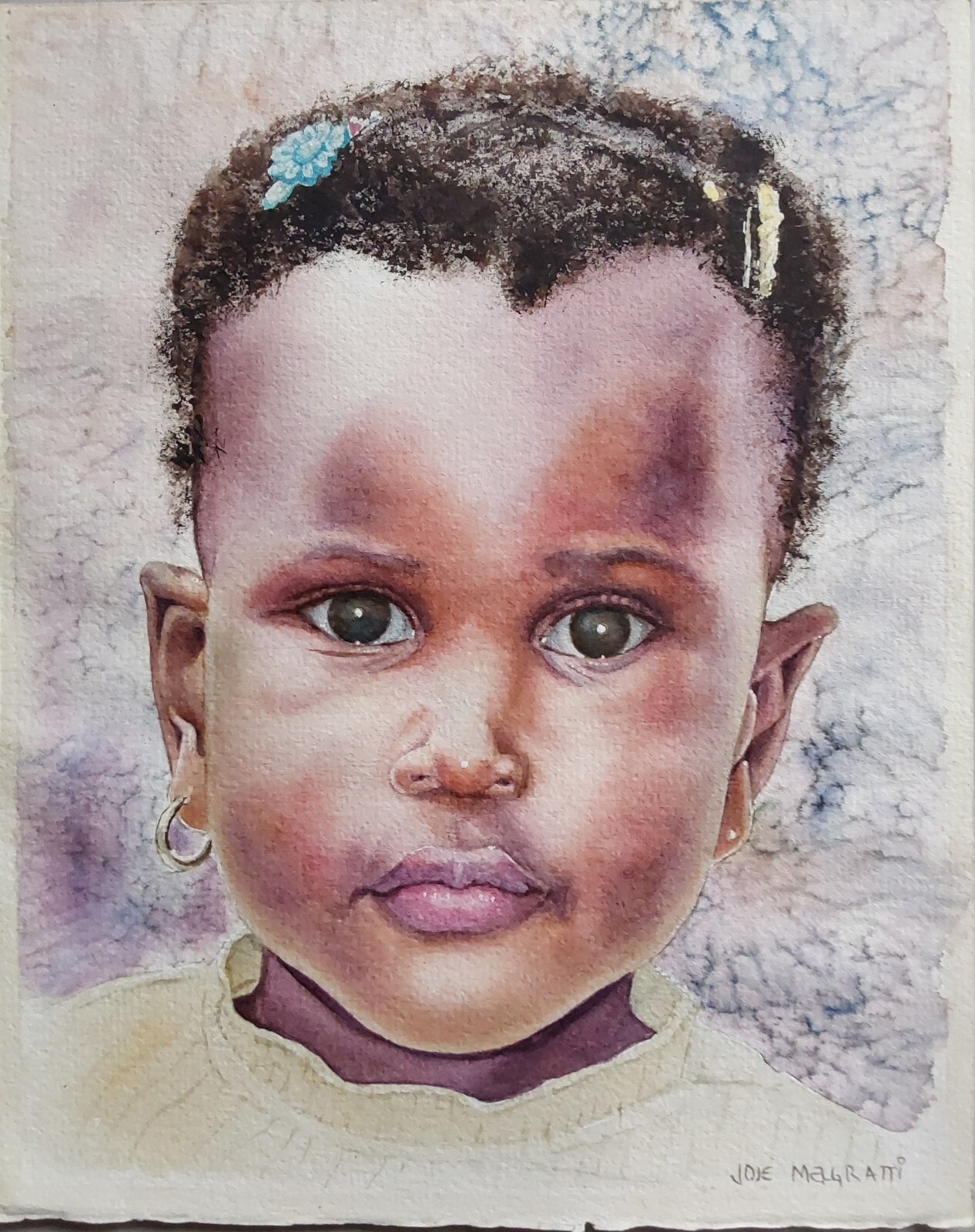 ORIGINAL Watercolor Painting «Toddler girl portrait » 9″ X 11″