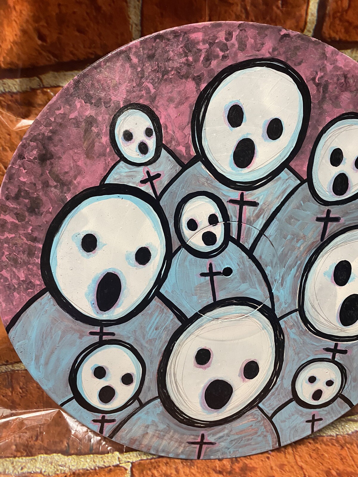 Original painting Ooak Horror Vinyl Record Lost Souls Creepy Ghosts Art Gothic