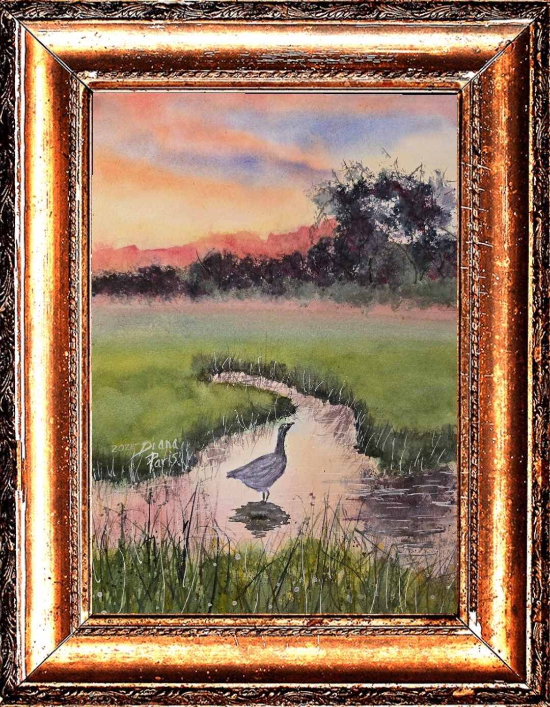 Watercolor paintings originals, «Sunset Beauty»