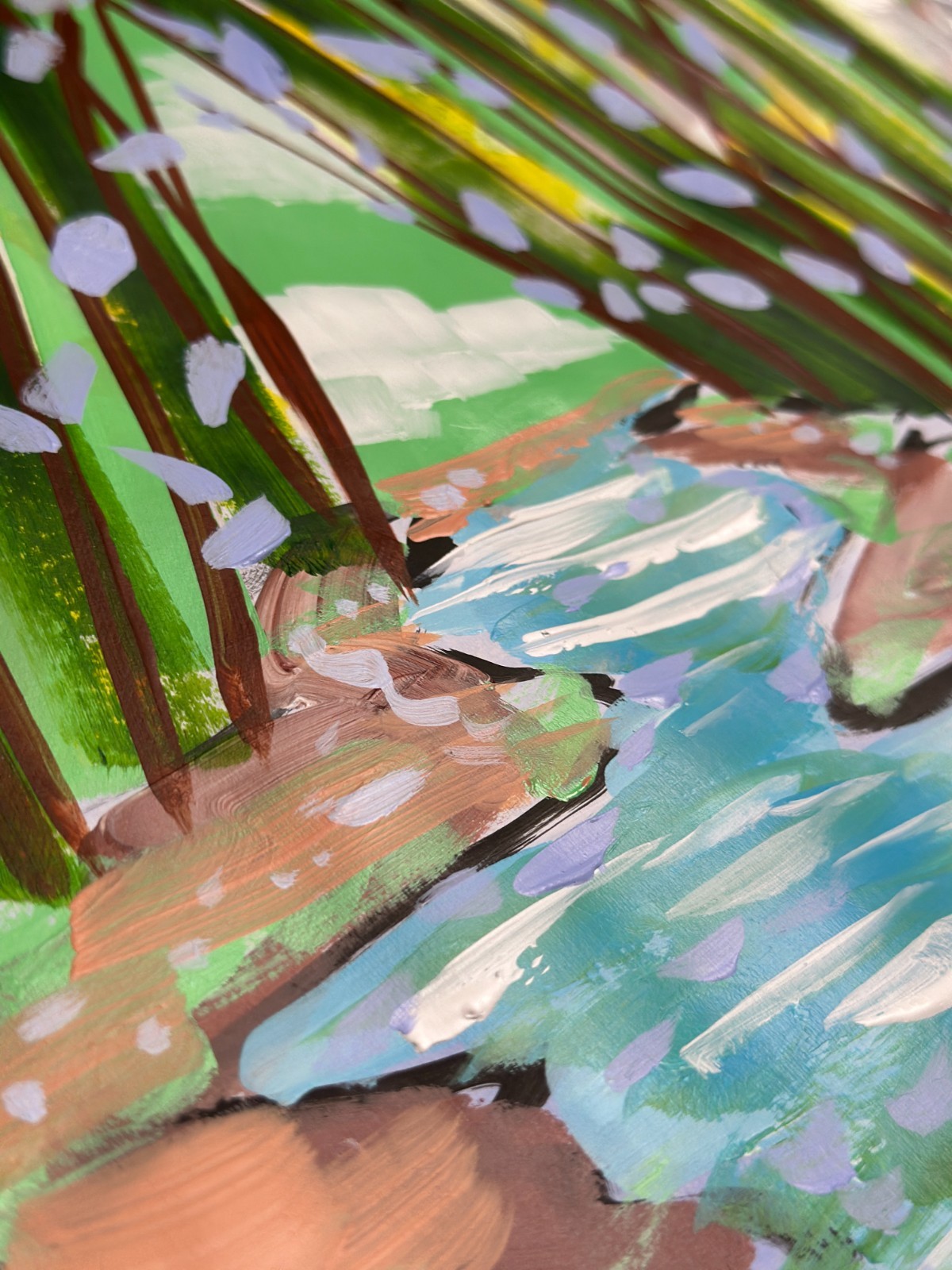 Original Abstract Forest Stream Acrylic Painting – 12×16″ Mixed Media Paper