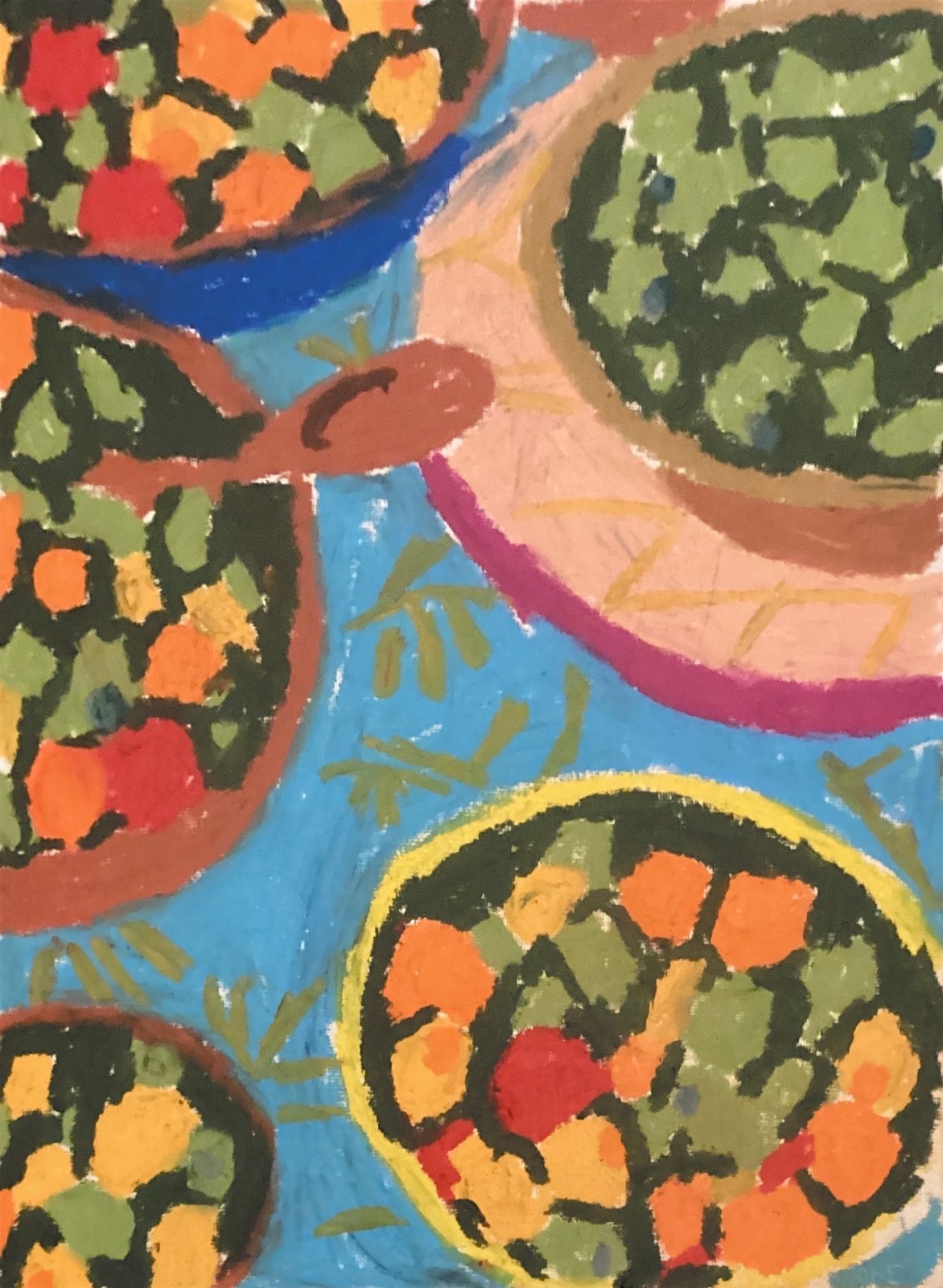 Moody Olives Bowls Dinner Still Life Food Dinner Original Art 11 by 14 Canvas