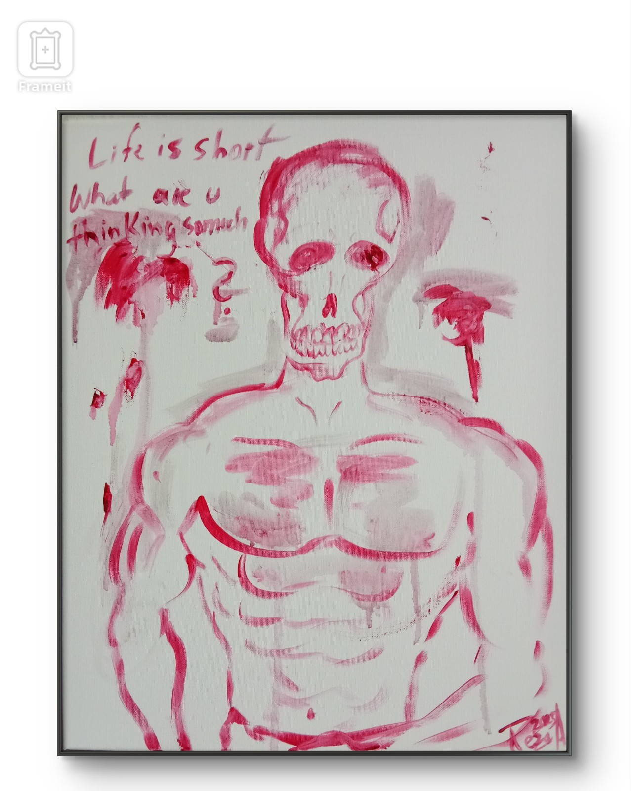 Painted Male Torso, Bodybuilding on Canvas,. Body, Exclusive Art Bonehead, Skull