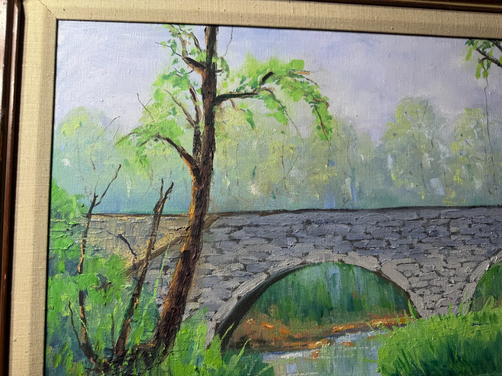 Richard D. Schultz (1915 – 2007) «Stone Bridge, Inwood West VA» Oil Painting