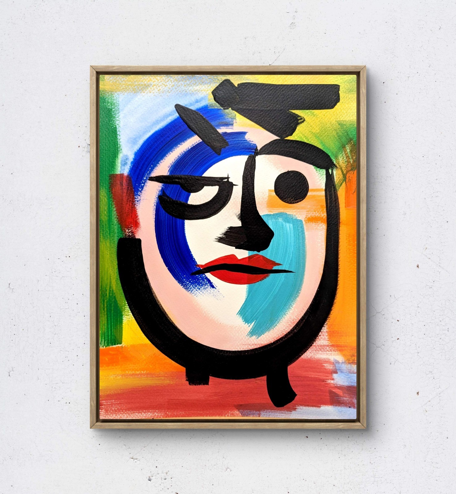 BirkeloART 9×12 Multi Color Abstract Expressionist Mixed Media Paper Wall Art