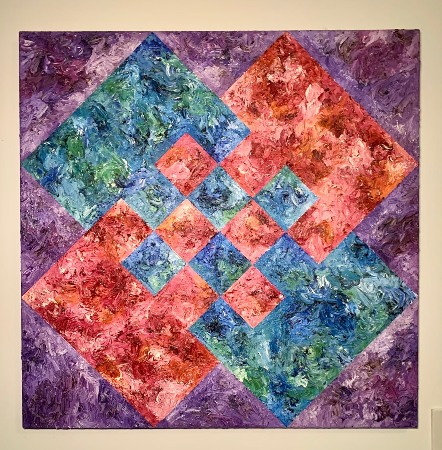 🔥🐇 STEINBERG, ORIGIANL OIL ON CANVAS 36″ X 36″ GEOMETRIC ABSTRACTION 🔥🐇