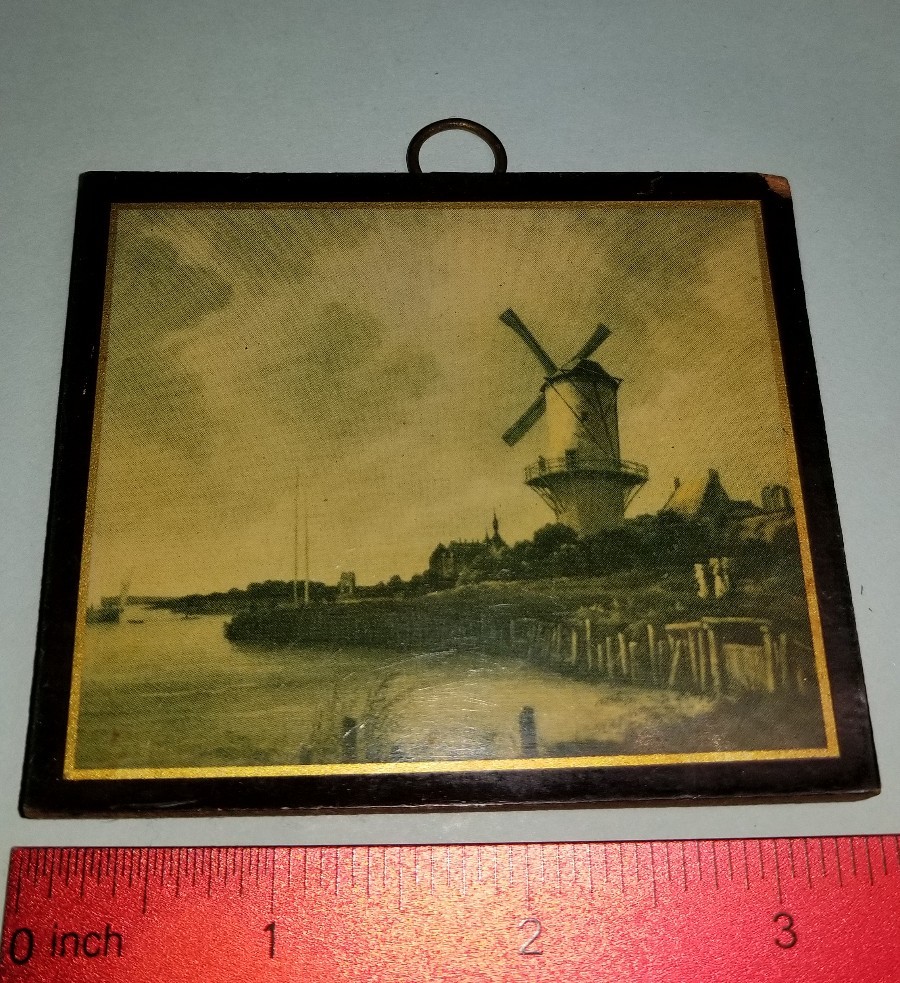 Miniature ART Windmill by Jacob Van Ruisdael & Dutch Children Knitting