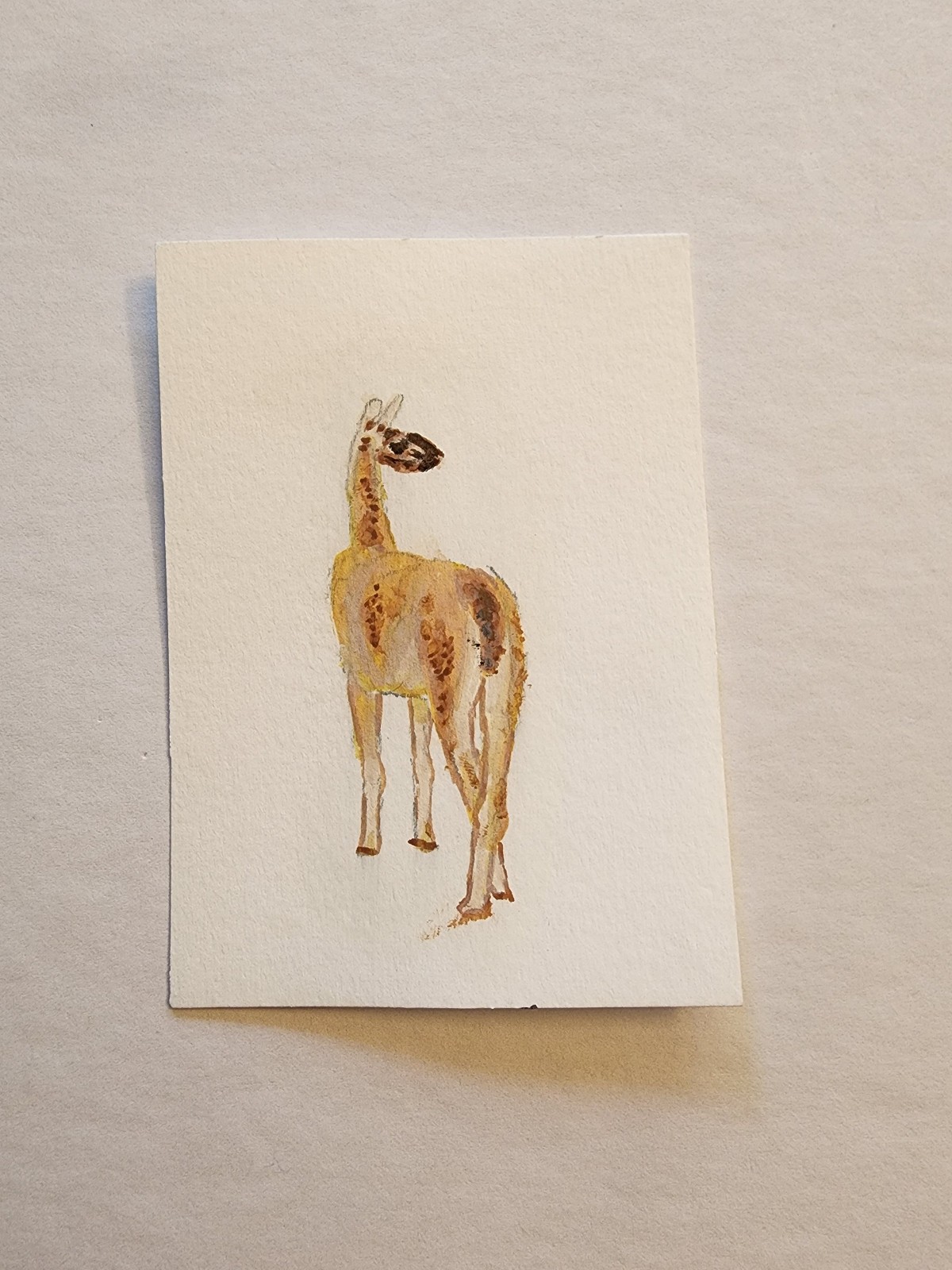 ACEO Original Acrylic Painting Abstract LLama by Kiva