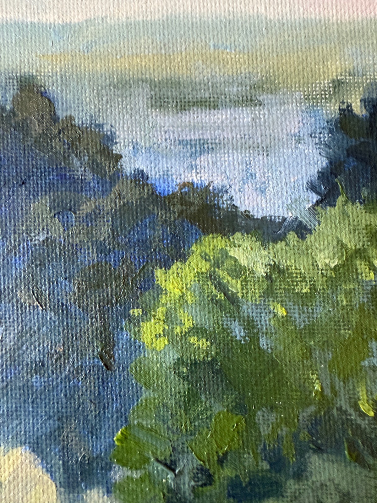 Oil Painting. Original. Impressionist Landscape Art. Sunlit Trees Scene