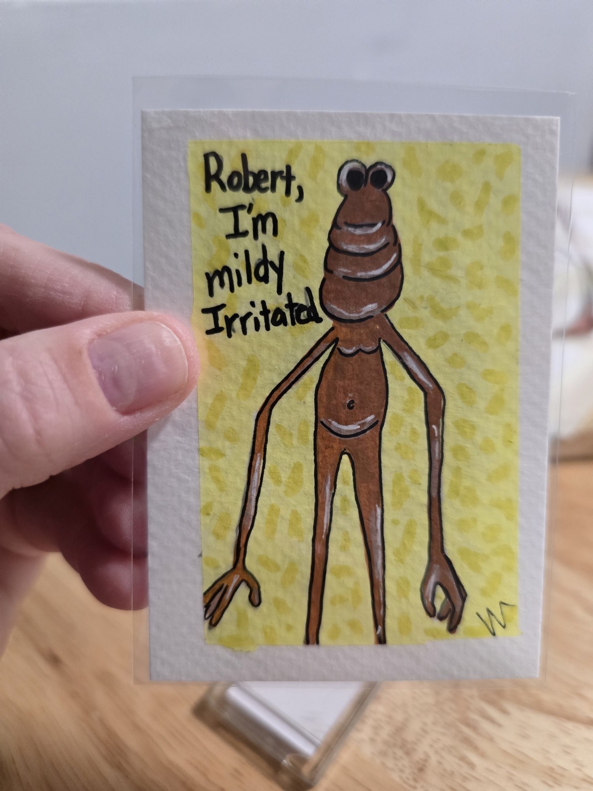 ACEO Original Painting Acrylic Marcus Worm Robert Cartoon