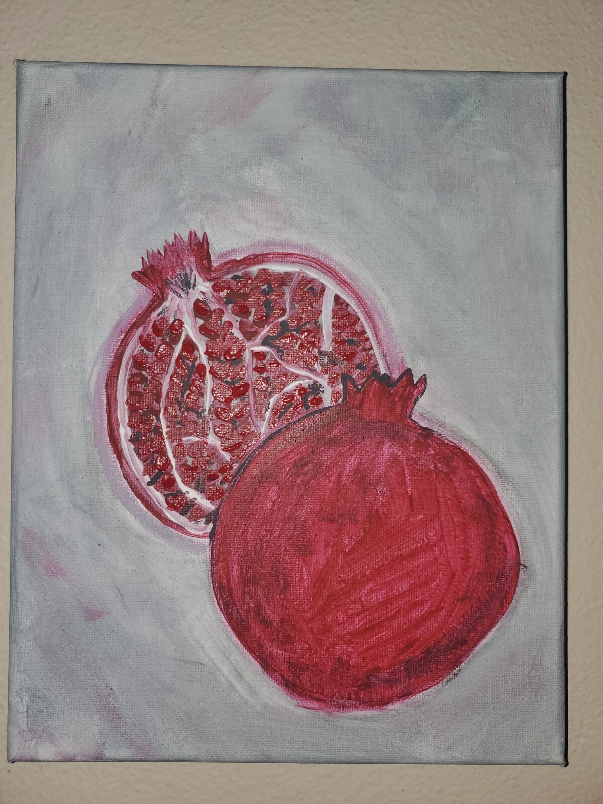 Handmade Acrylic Painting Wooden Frame 10×8 Art Decor Pomegranate Fruit