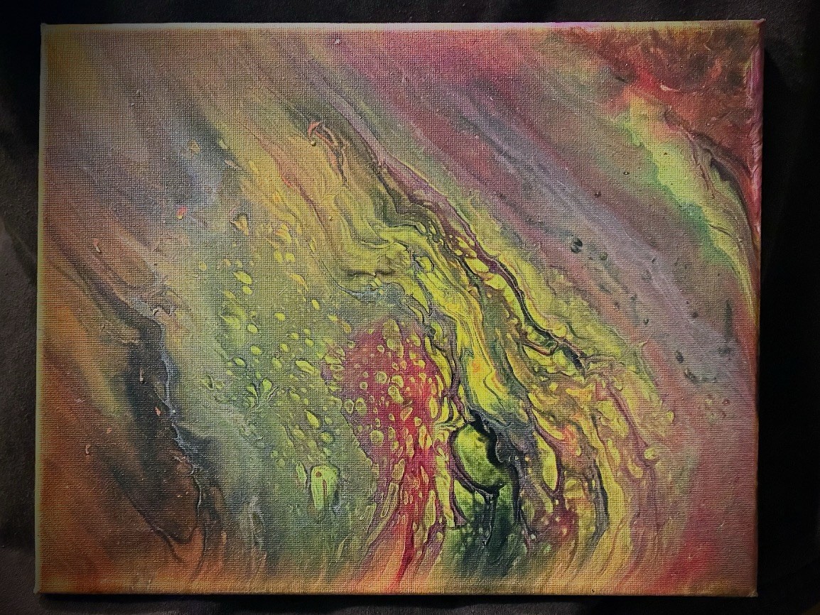 Abstract Fluid Art Painting on Canvas/Board, Multicolor, Unframed Single Piece