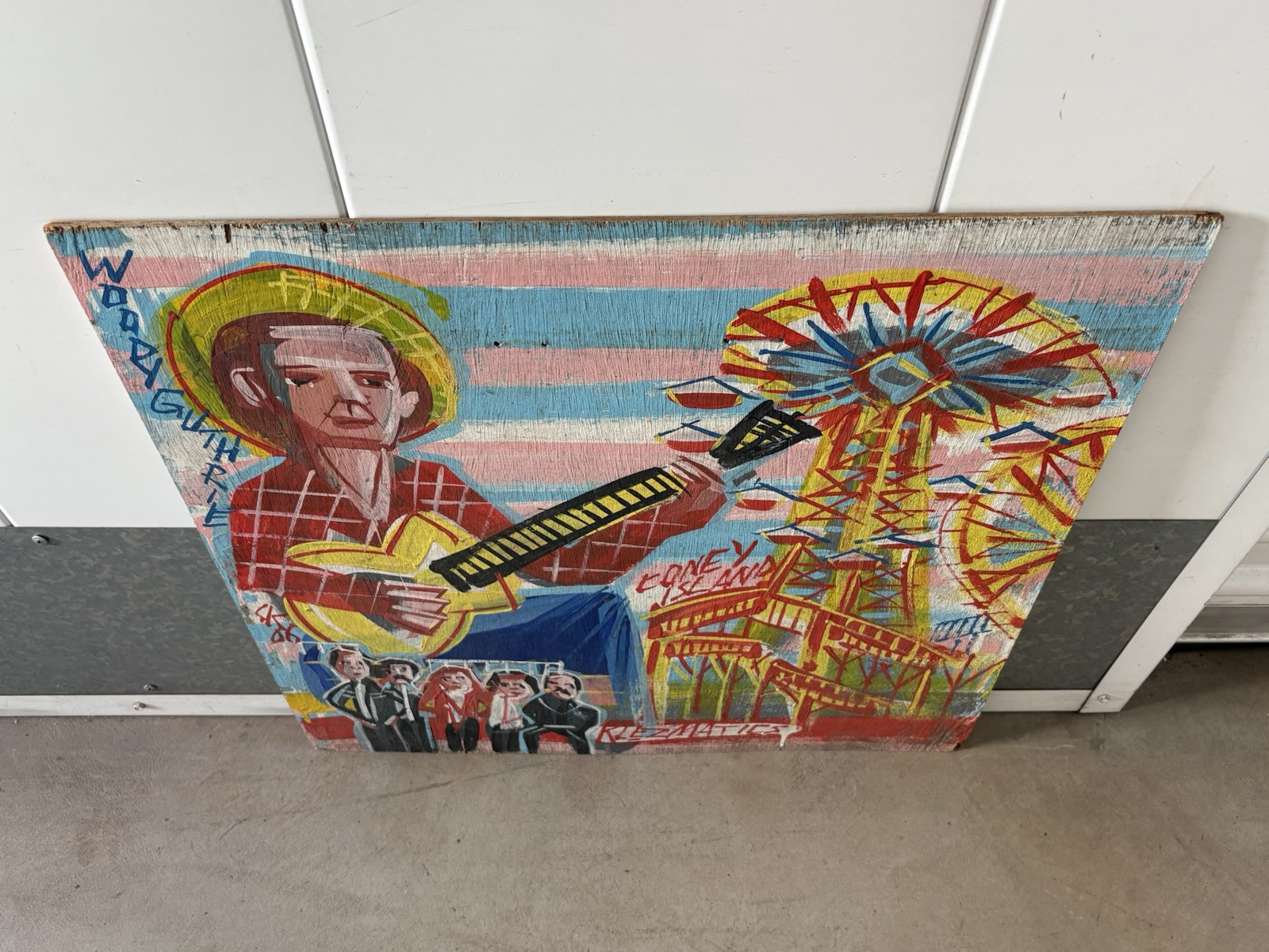 🔥 RARE Klezmatics WOODY GUTHRIE Folk Music Band Album Painting – Steve KEENE