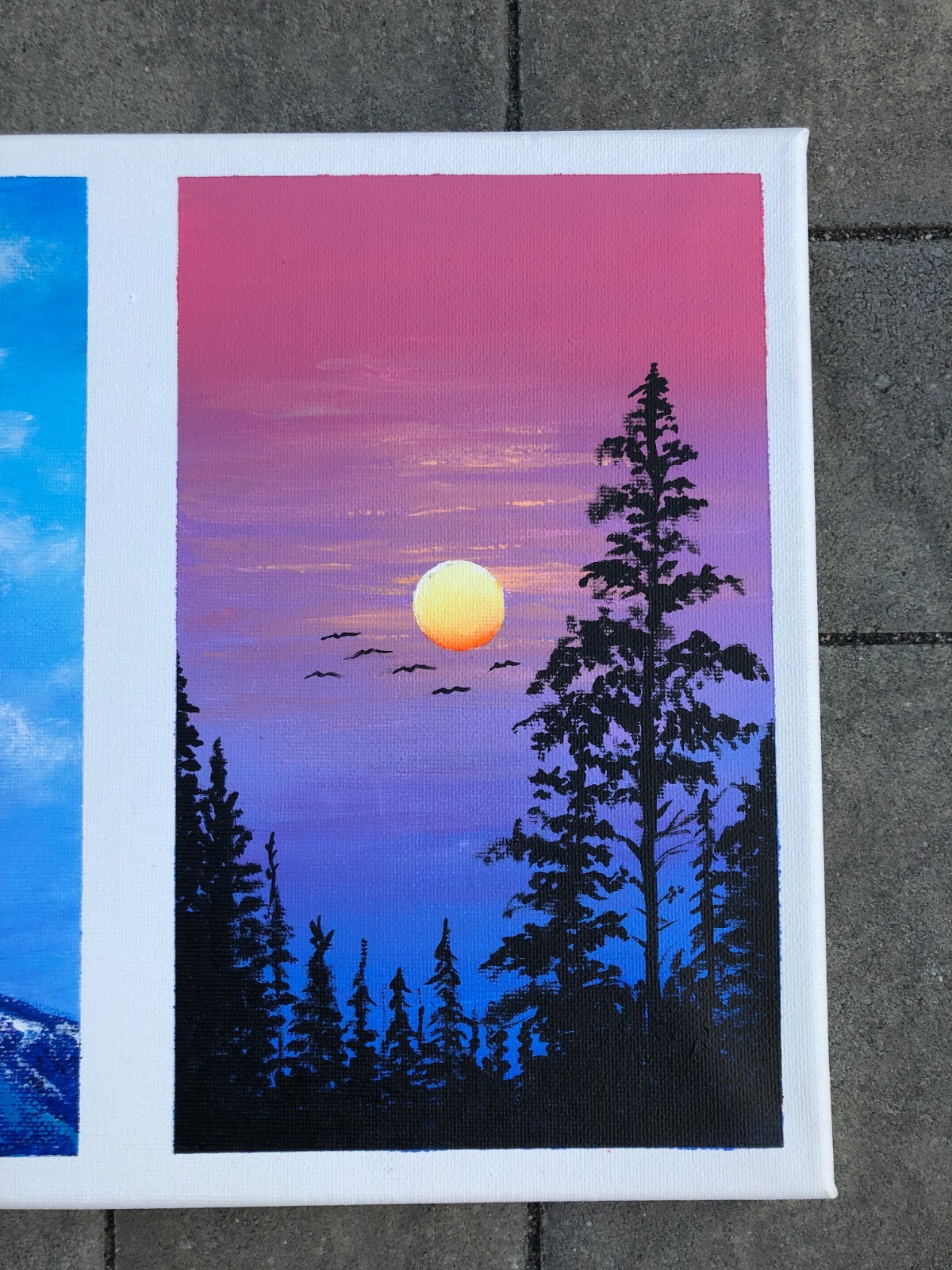 Acrylic Split Canvas Painting – 2 Aesthetic Landscapes Painting – 11″ by 14″