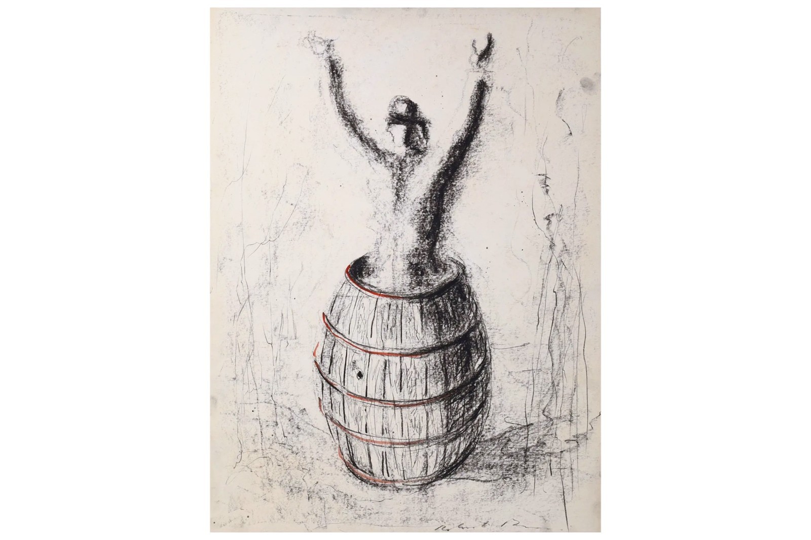 A Mixed Media Artwork By The Italian Artist Roberto Barni, Gouache And Pastel
