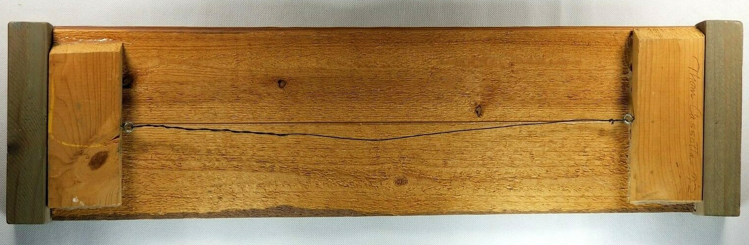 Fine American Folk Art Thom Cassotta harbor view wood painted & Burned Technique