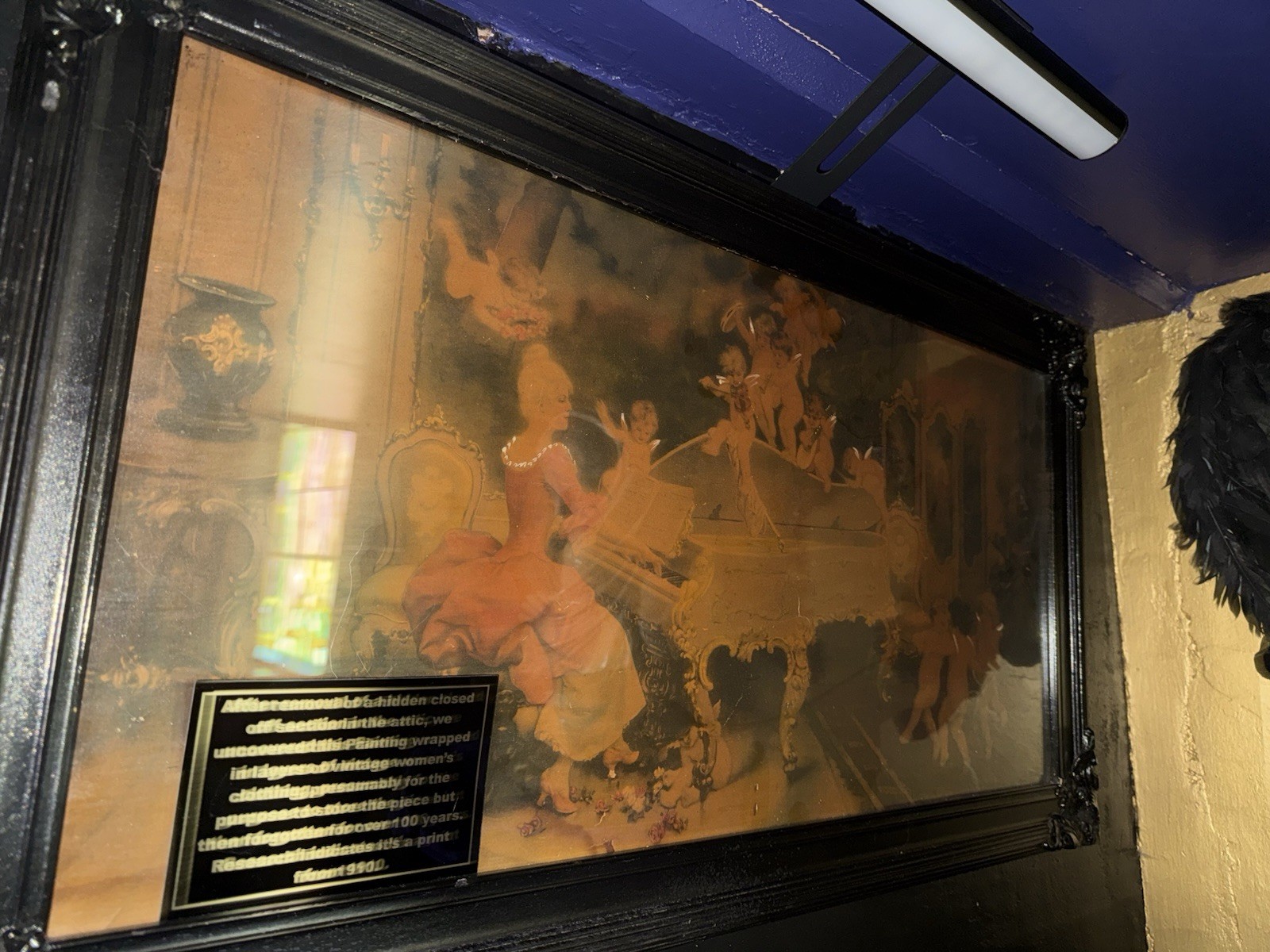 1910 Angels & Cherubs Painting In Original Frame From Church Antique Store