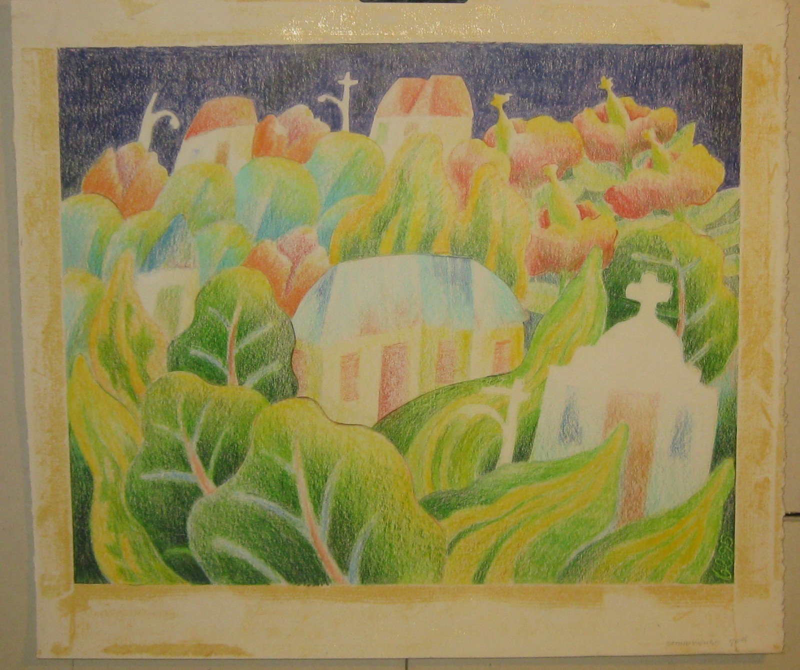 BLAIR LENT ‘Stonehenge’ MODERNIST village DRAWING – Children’s book illustration