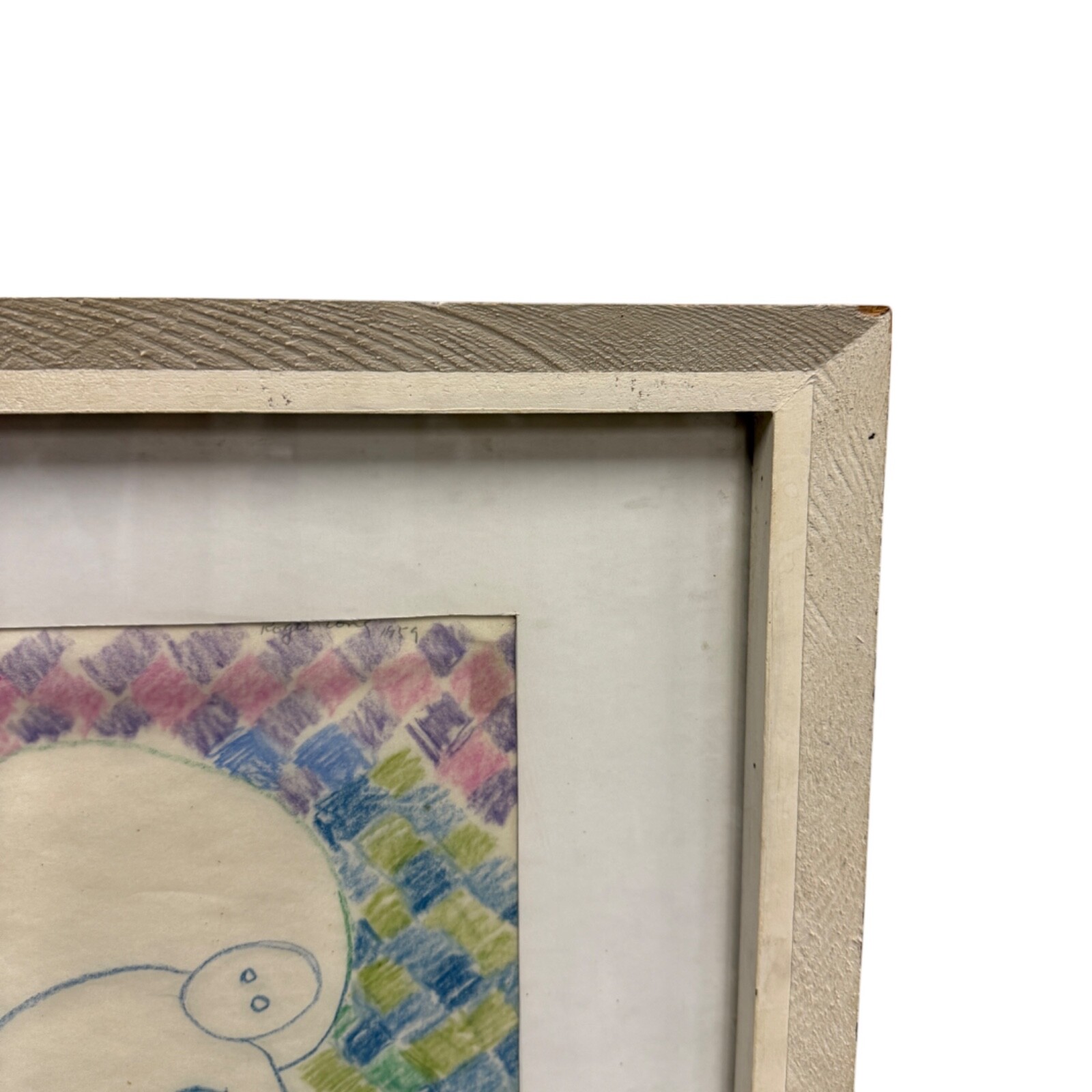 SIGNED by ROGER LONG 25″x19″ Pastel art work 1959 Mexican abstract painting MCM