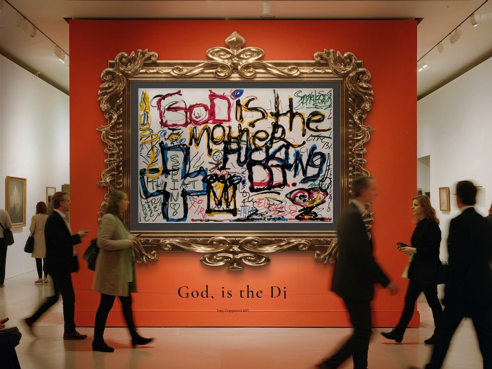 God is the, DJ,by Trey Coppland Abstract Graffiti Acrylic Painting, Signed