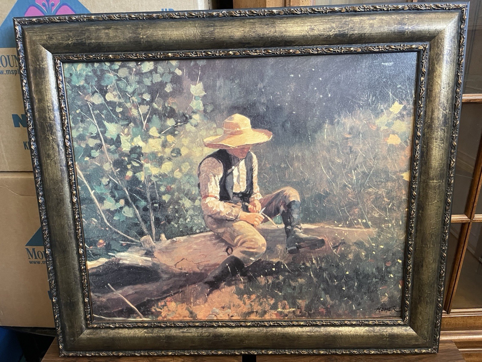 Winslow Homer Widdling Boy On Board 33½» X 27½» Framed