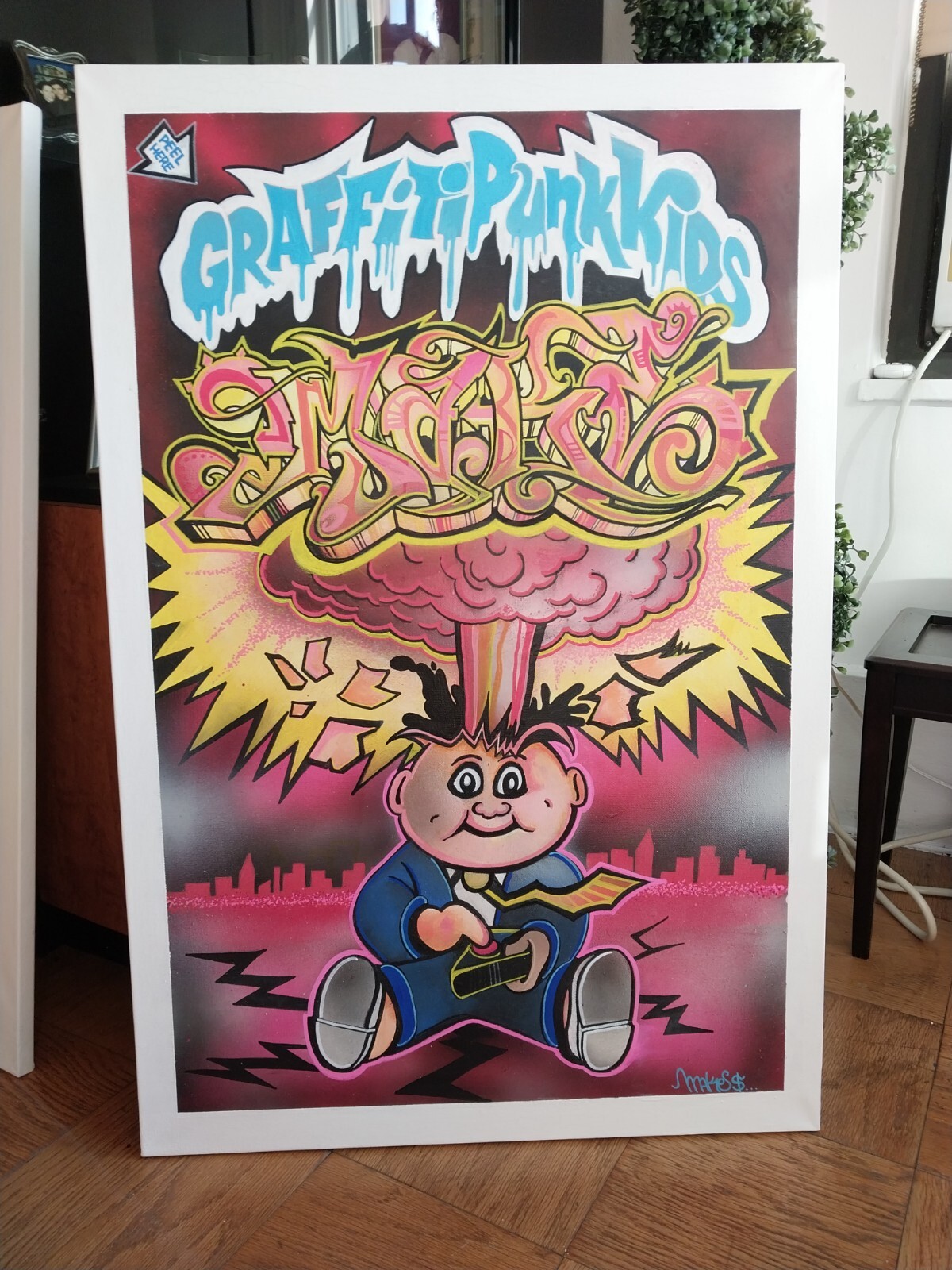 Adam Bomb Painting – Garbage pail kids Fan Art – 24 X 36 Inches By Artist MAKE$