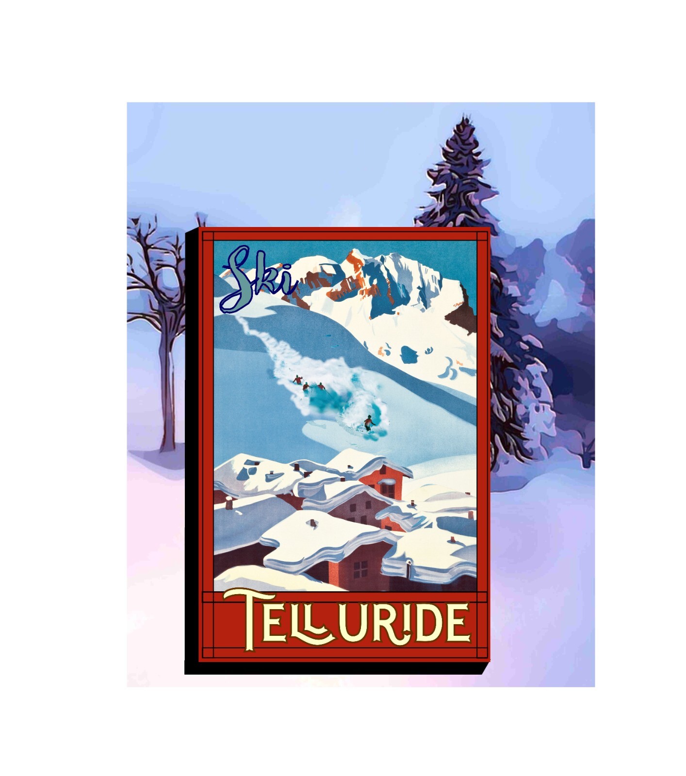 Ski Breckenridge Colorado Skiing Winter sports Art Travel Poster Prints