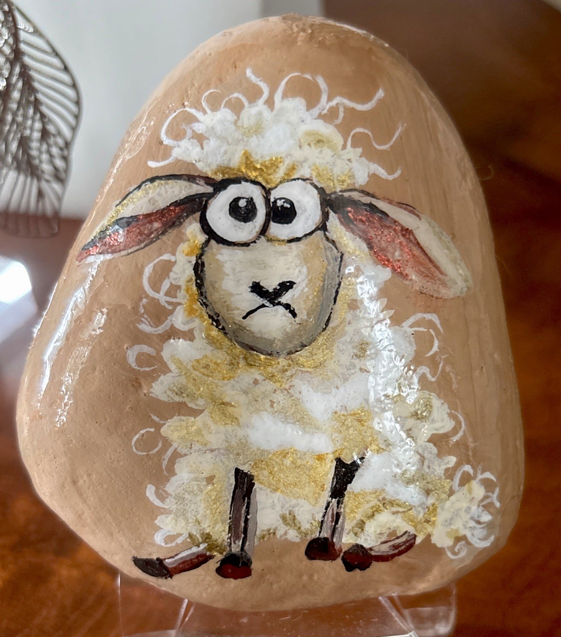 “Grumpy Sheep!” Hand Painted Rock Collectible Art Garden Decor Gift