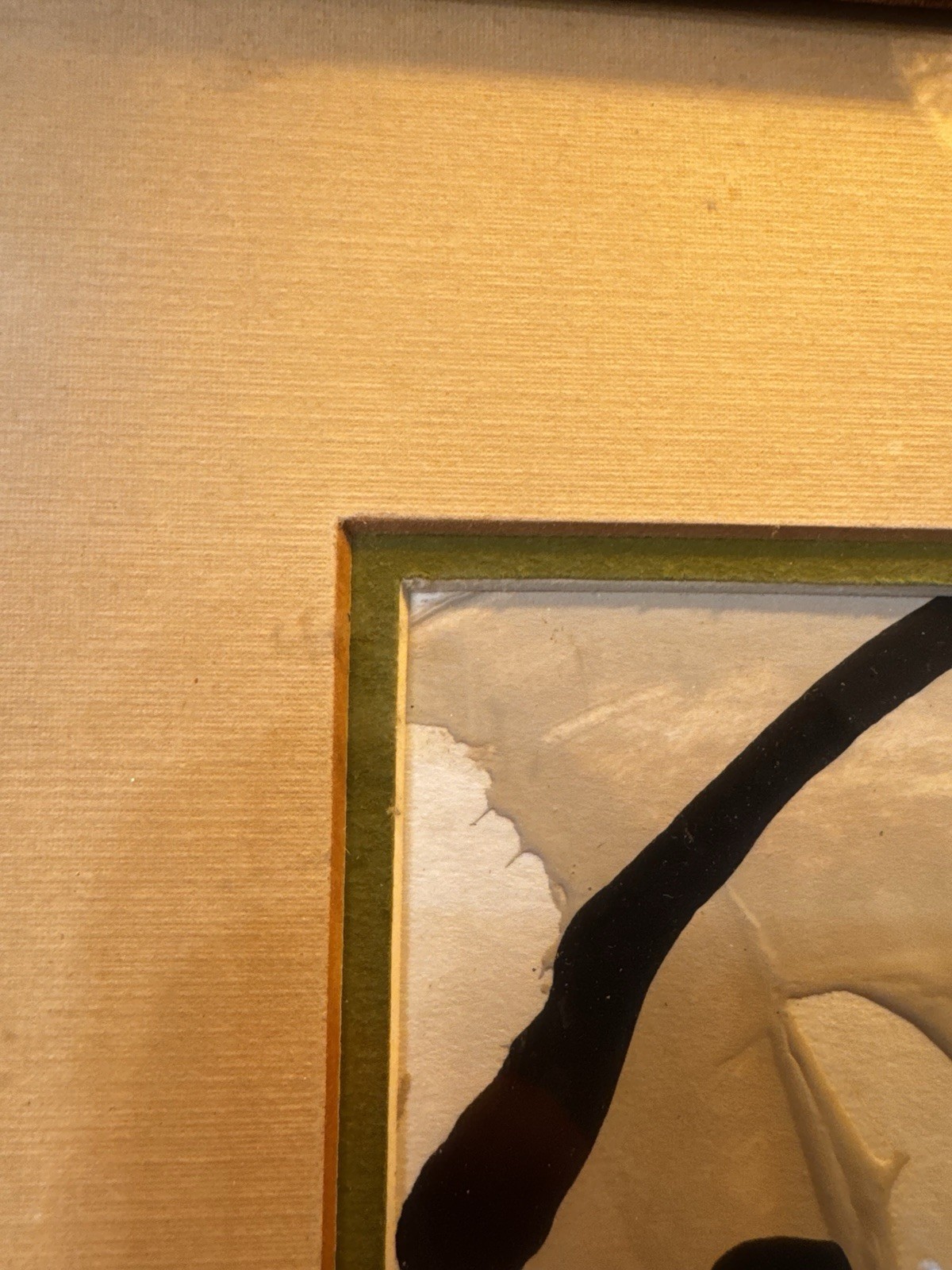 Vintage Gold Framed w New Abstract Painting Asian Inspired Wall Art 11×15”