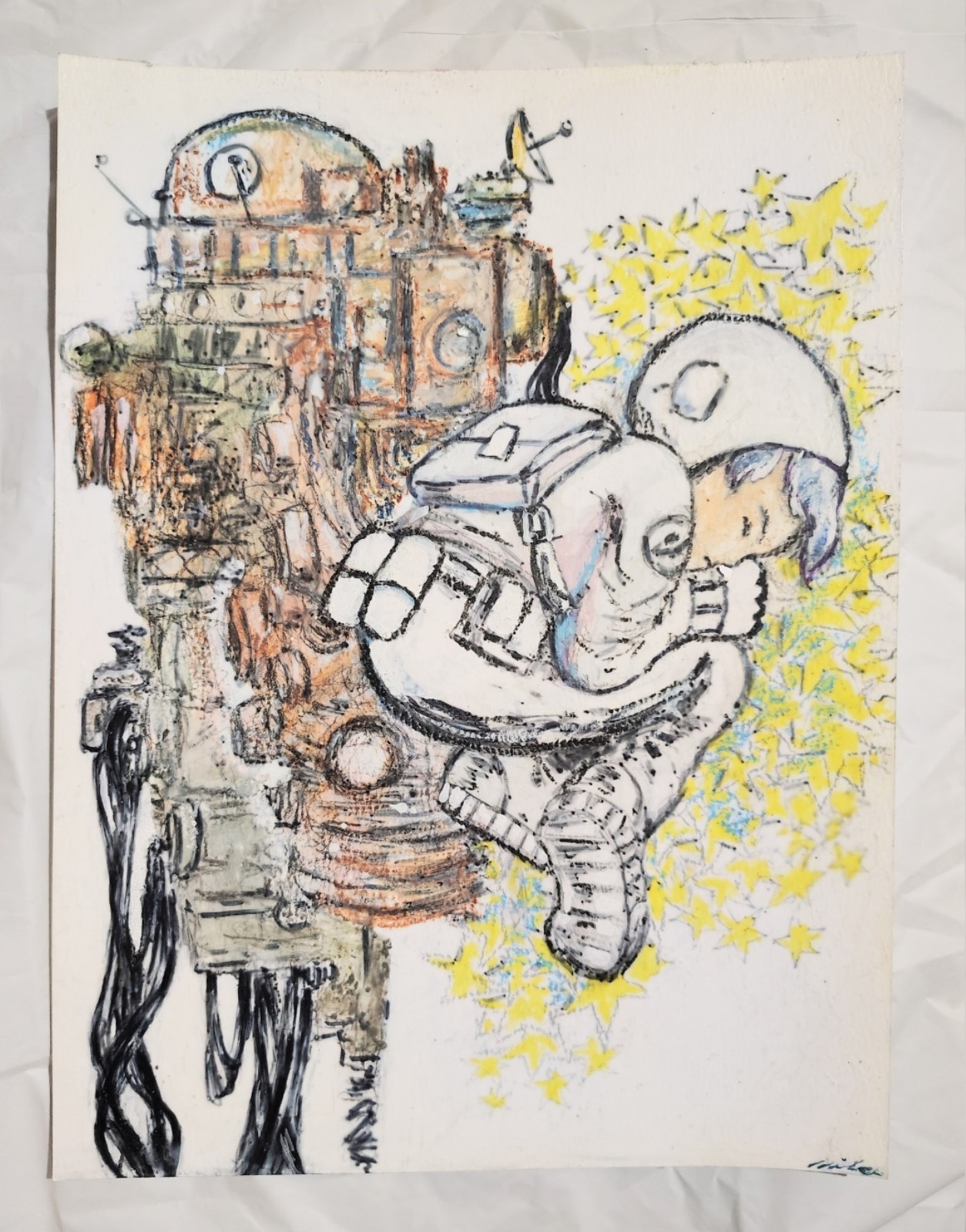 9 inch x 12 inch – Sci-fi Mixed-Media Drawing – NO FRAME by A. Avila