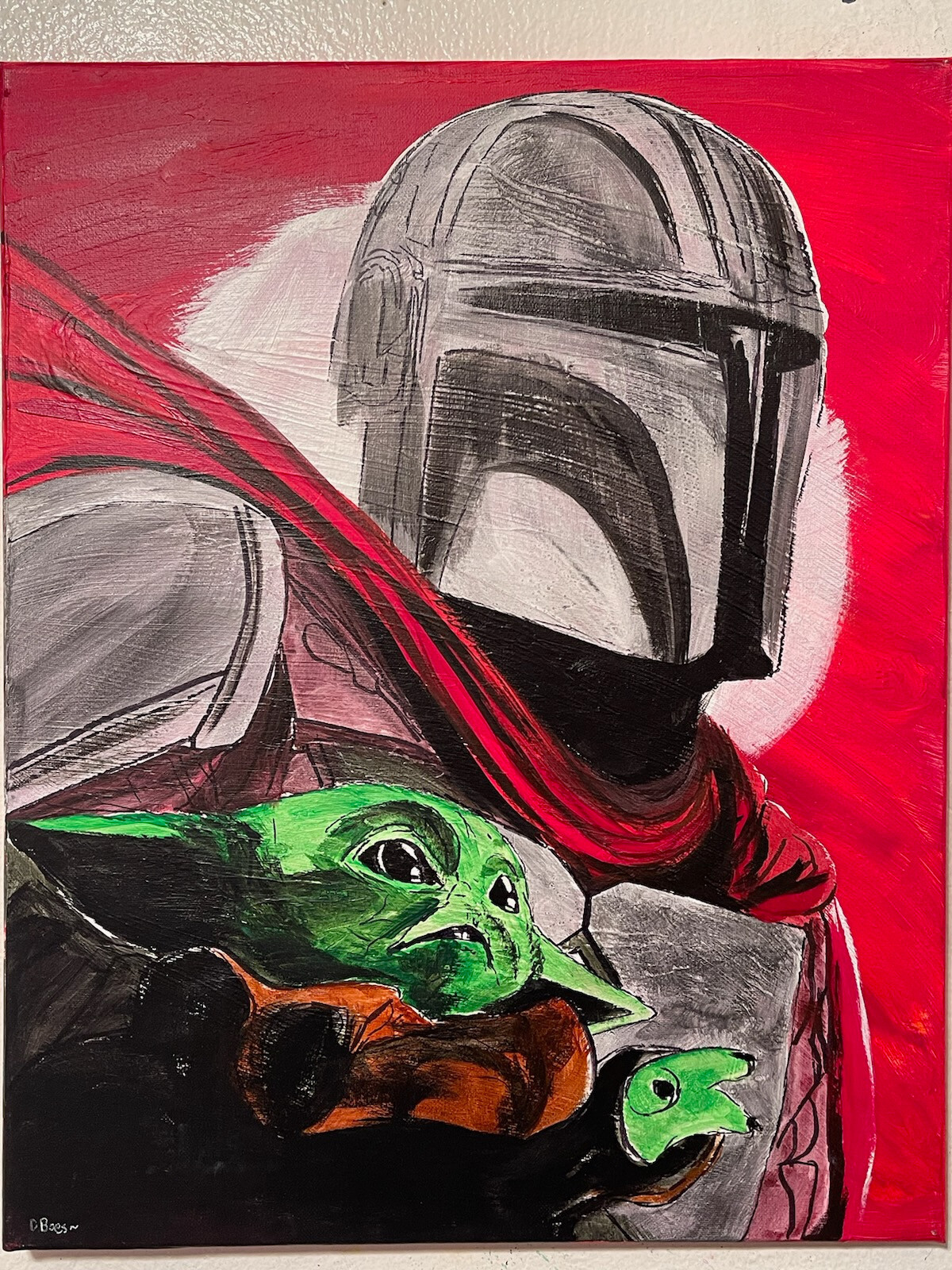 Seasoned Art Star Wars The Mandalorian Baby Yoda Grogu fan art hand painted art