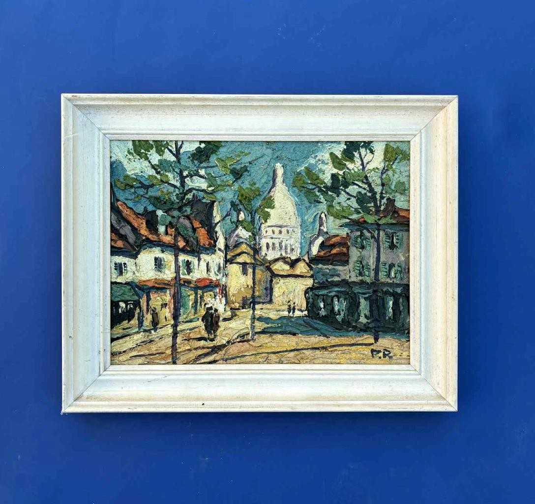Preben Rasmussen (1919). Parisian View with figures. Bold Impasto. 1950s. COA.