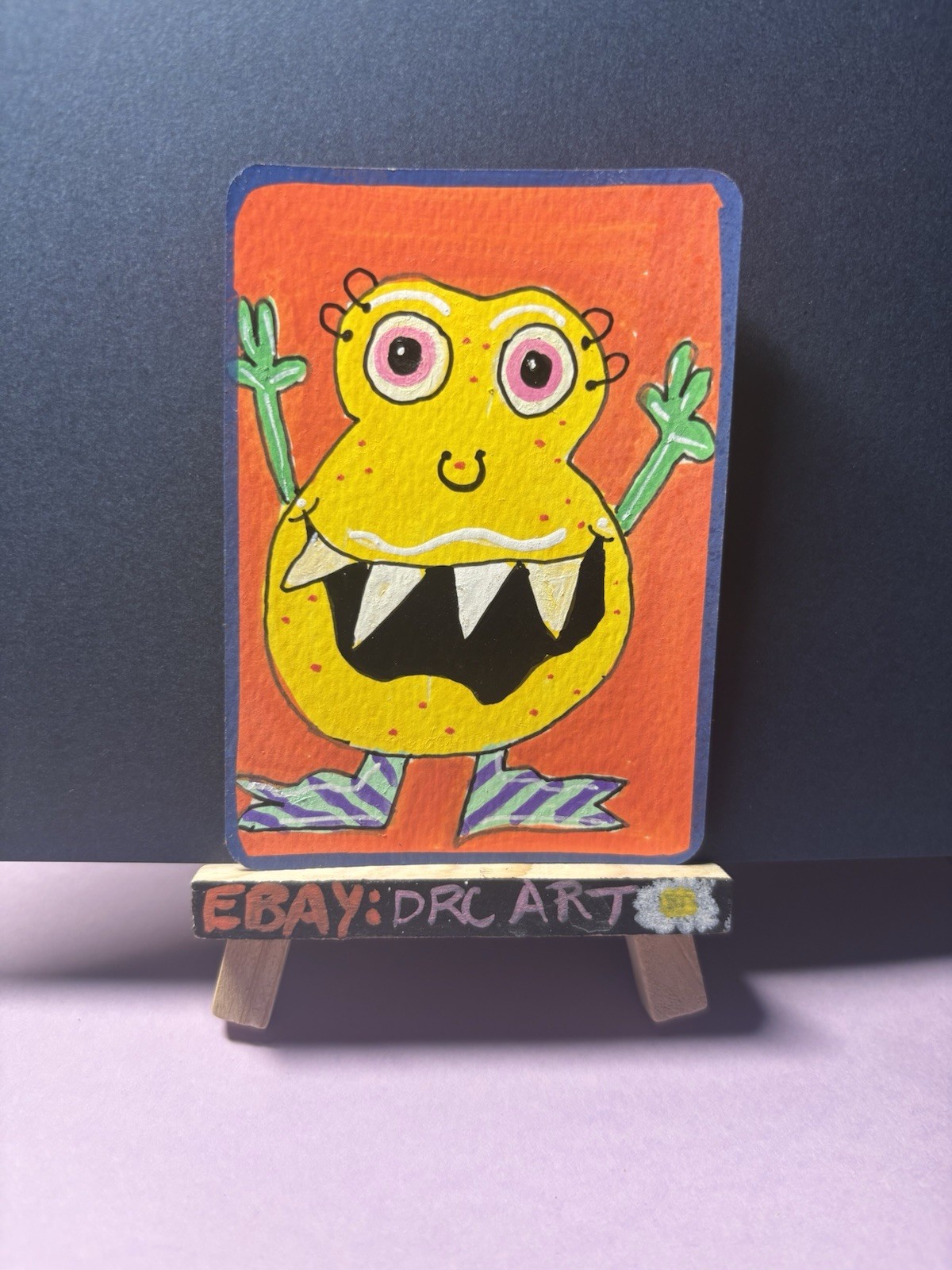 aceo acrylic marker original monster “ollie” DRC Art 2.5”x3.5” COA