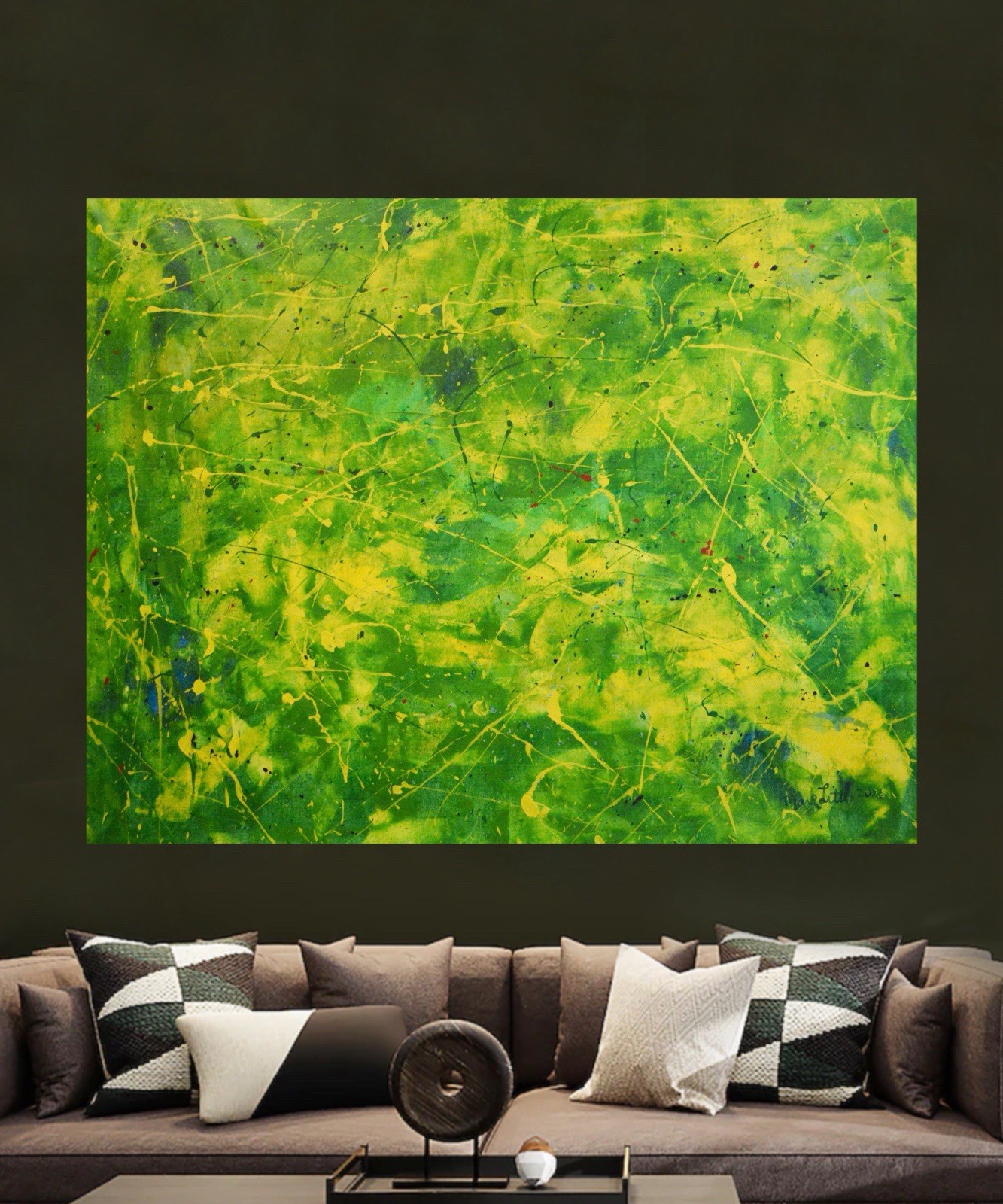 Jackson Pollock Style Giant Canvas Painting 81”X62” (6 Foot 9 inch) Abstract XXL