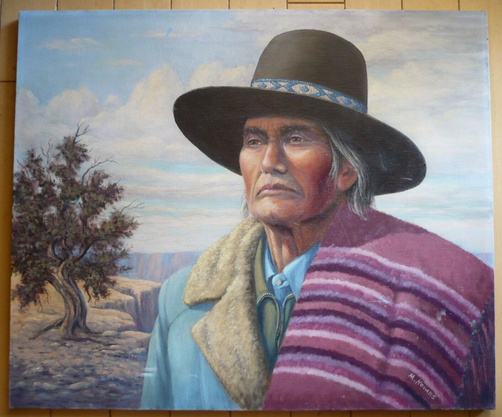 M. KOVARS VINTAGE SOUTHWESTERN Grand Canyon Landscape NATIVE COLORISM OIL SIGNED